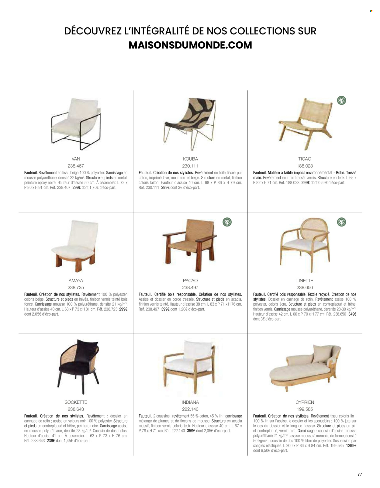 thumbnail - Catalogue Maisons du Monde - Produits soldés - fauteuil. Page 79.