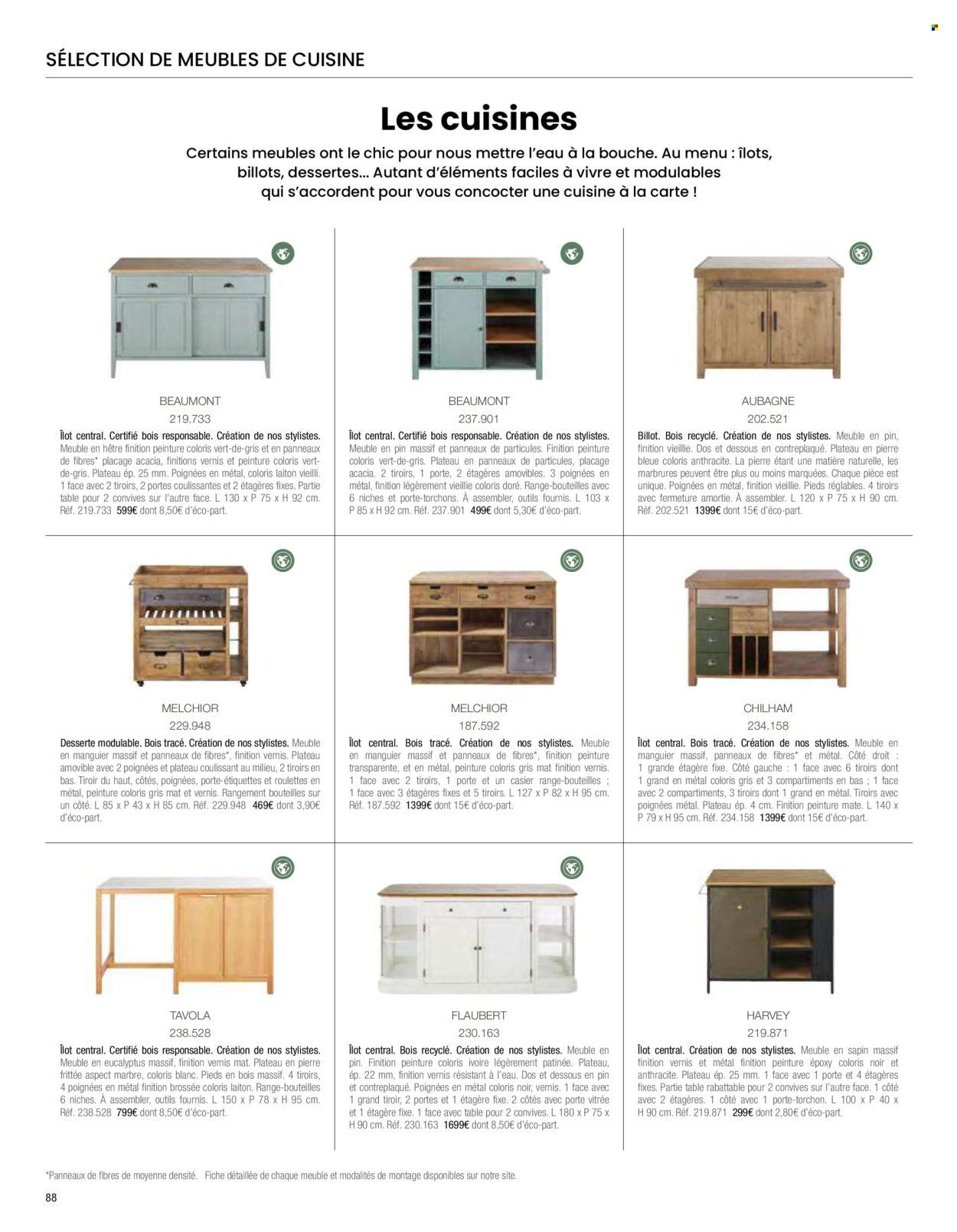 thumbnail - Catalogue Maisons du Monde - Produits soldés - table, coffret, range bouteilles, torchon, îlot central, desserte, sapin de noël. Page 90.