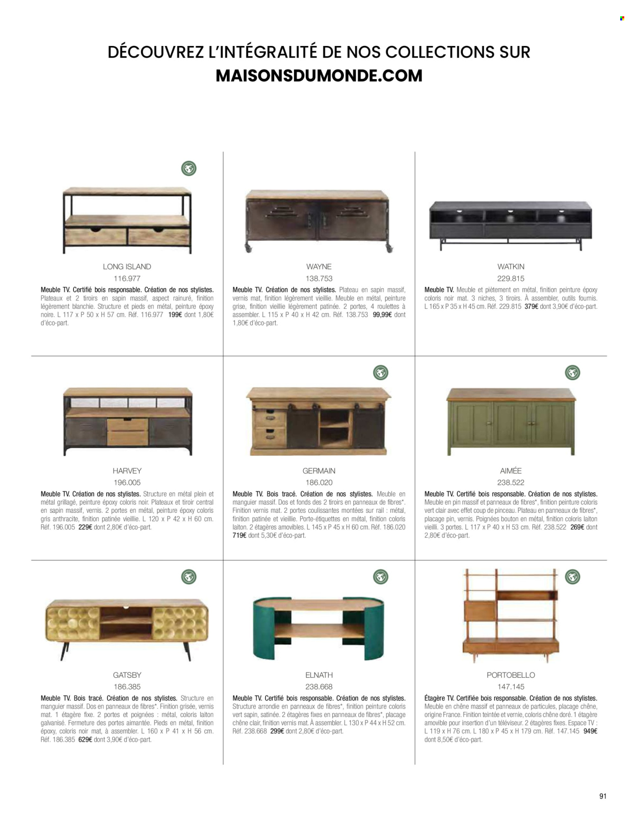 thumbnail - Catalogue Maisons du Monde - Produits soldés - pinceau, console, meuble tv, sapin de noël. Page 93.
