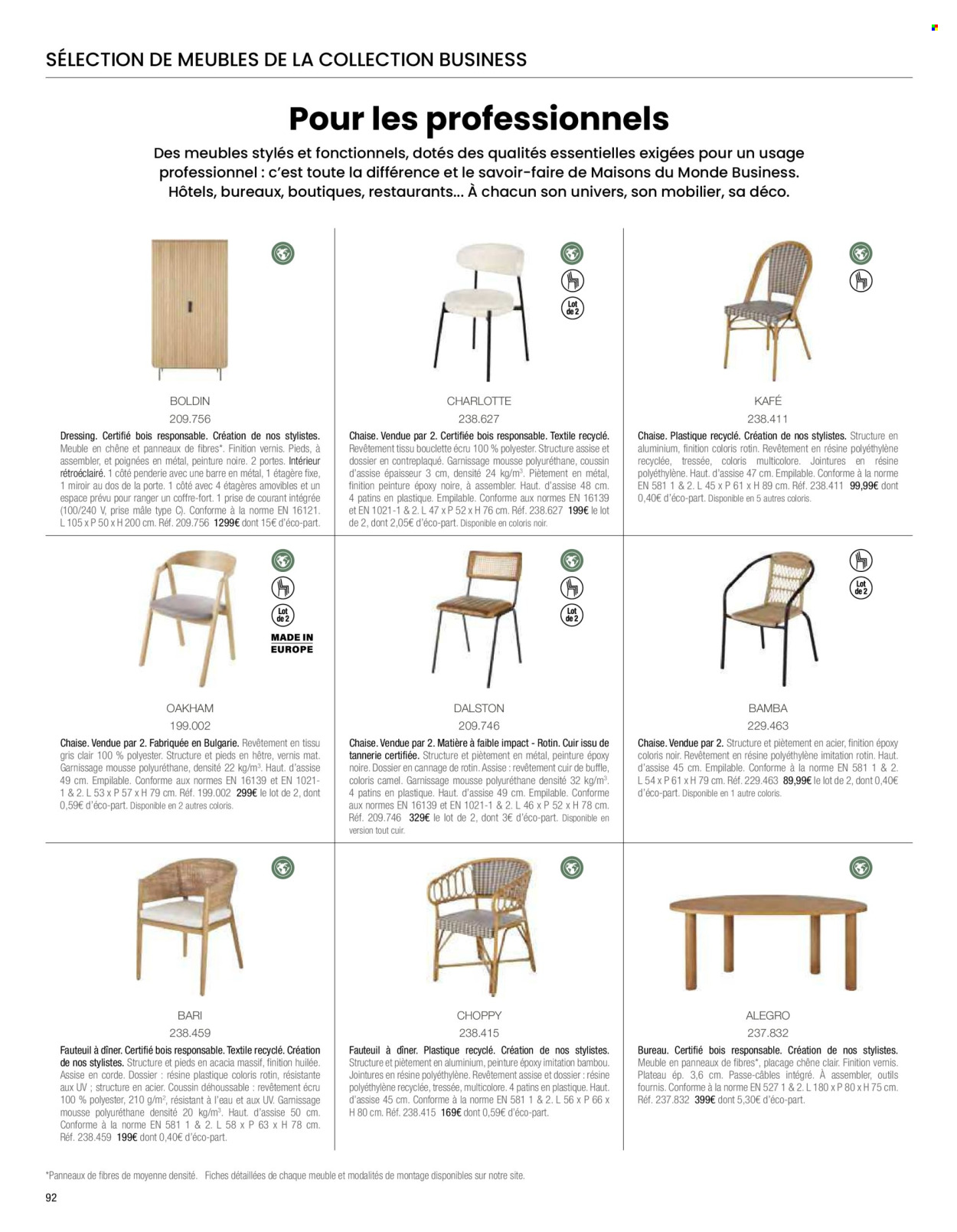 thumbnail - Catalogue Maisons du Monde - Produits soldés - table, bureau, chaise, coffret, couvercle, canapé, canapé 3 places, fauteuil, dressing, bain de soleil, miroir. Page 94.