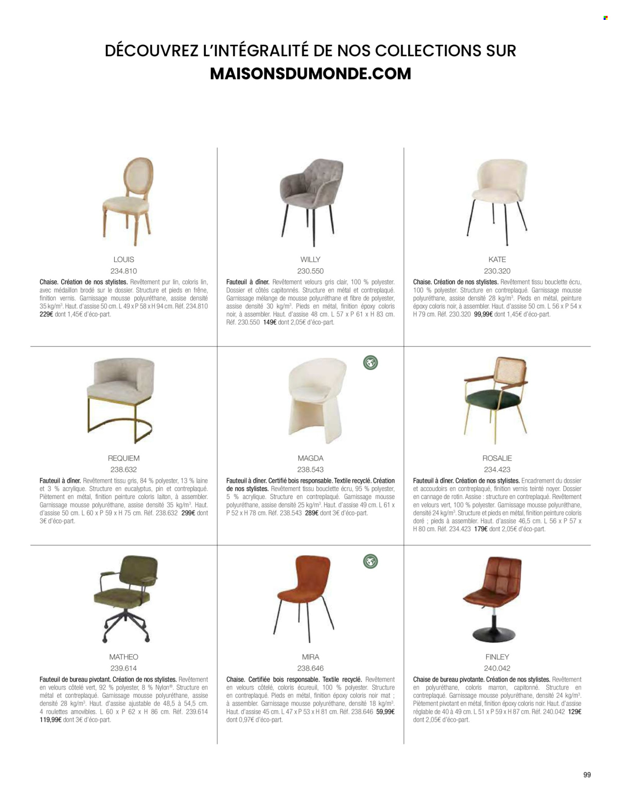 thumbnail - Catalogue Maisons du Monde - Produits soldés - table, chaise de bureau, chaise pliante. Page 101.