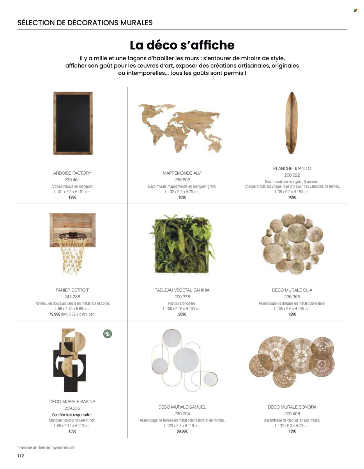 thumbnail - Catalogue Maisons du Monde - Produits soldés - assiette, horloge, plante artificielle. Page 114.