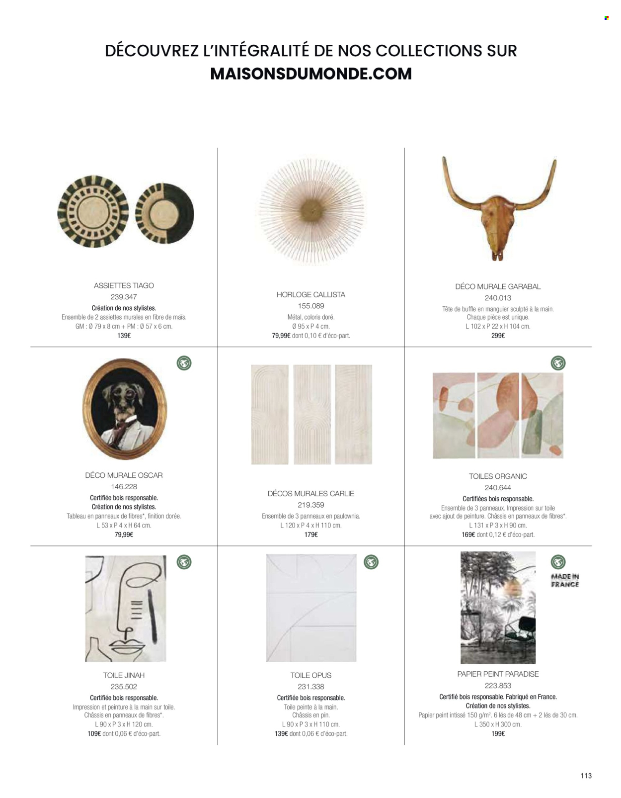 thumbnail - Catalogue Maisons du Monde - Produits soldés - assiette, horloge, plante artificielle. Page 115.