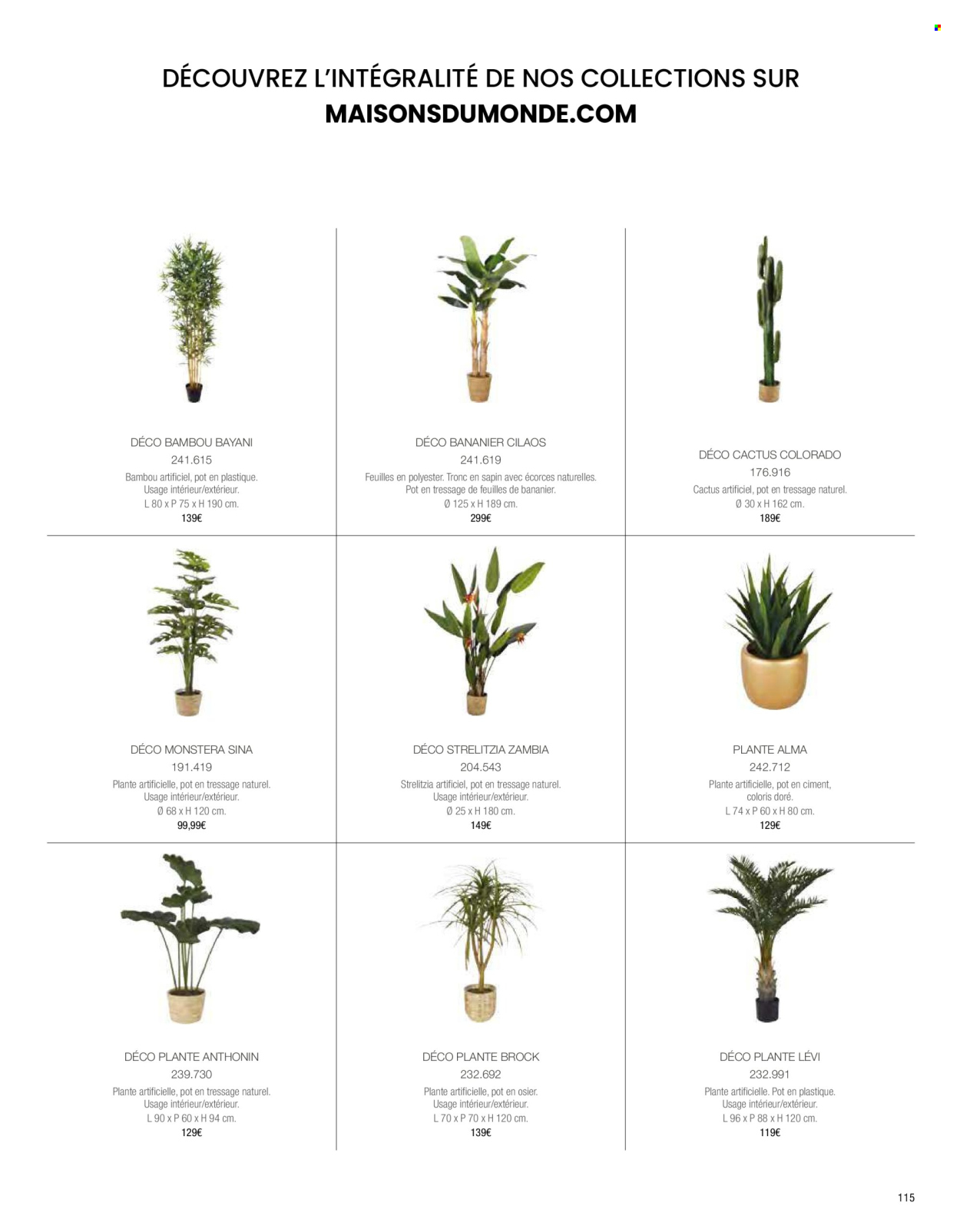 thumbnail - Catalogue Maisons du Monde - Produits soldés - cactus, plante artificielle, sapin de noël. Page 117.