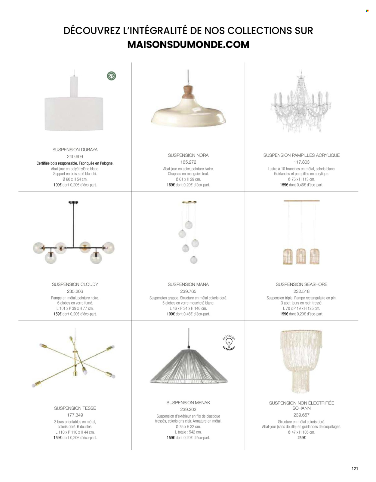 thumbnail - Catalogue Maisons du Monde - Produits soldés - verre, guirlande, abat jour, plafonnier, luminaire. Page 123.