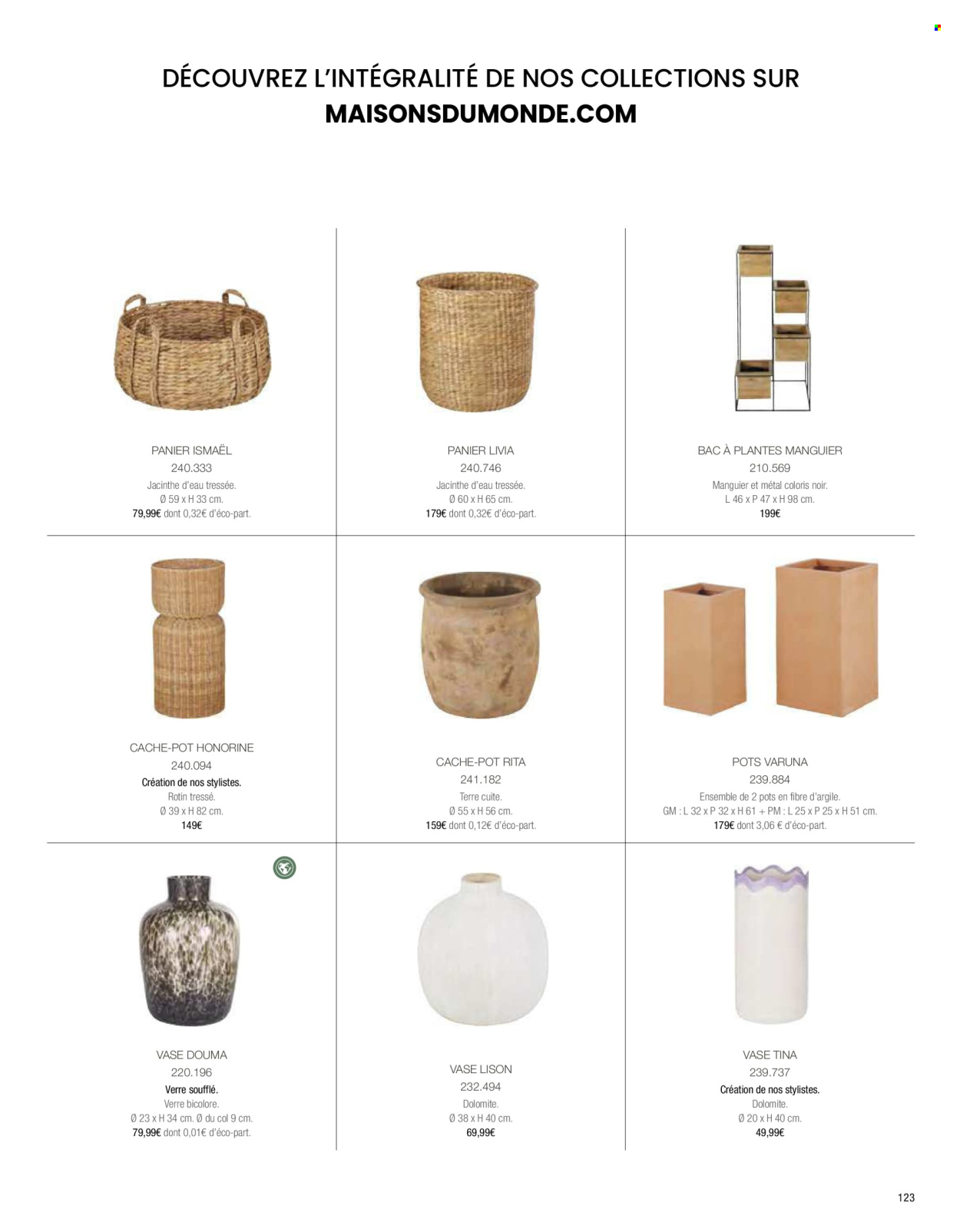 thumbnail - Catalogue Maisons du Monde - Produits soldés - bougie, vase, panier, pot de fleurs, lanterne. Page 125.
