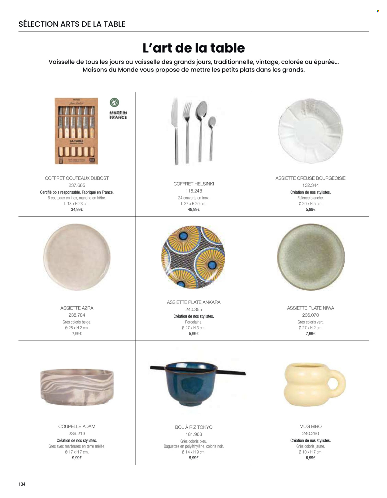 thumbnail - Catalogue Maisons du Monde - Produits soldés - table, assiette, coffret, mug, saladier, coupelle, vaisselle. Page 136.
