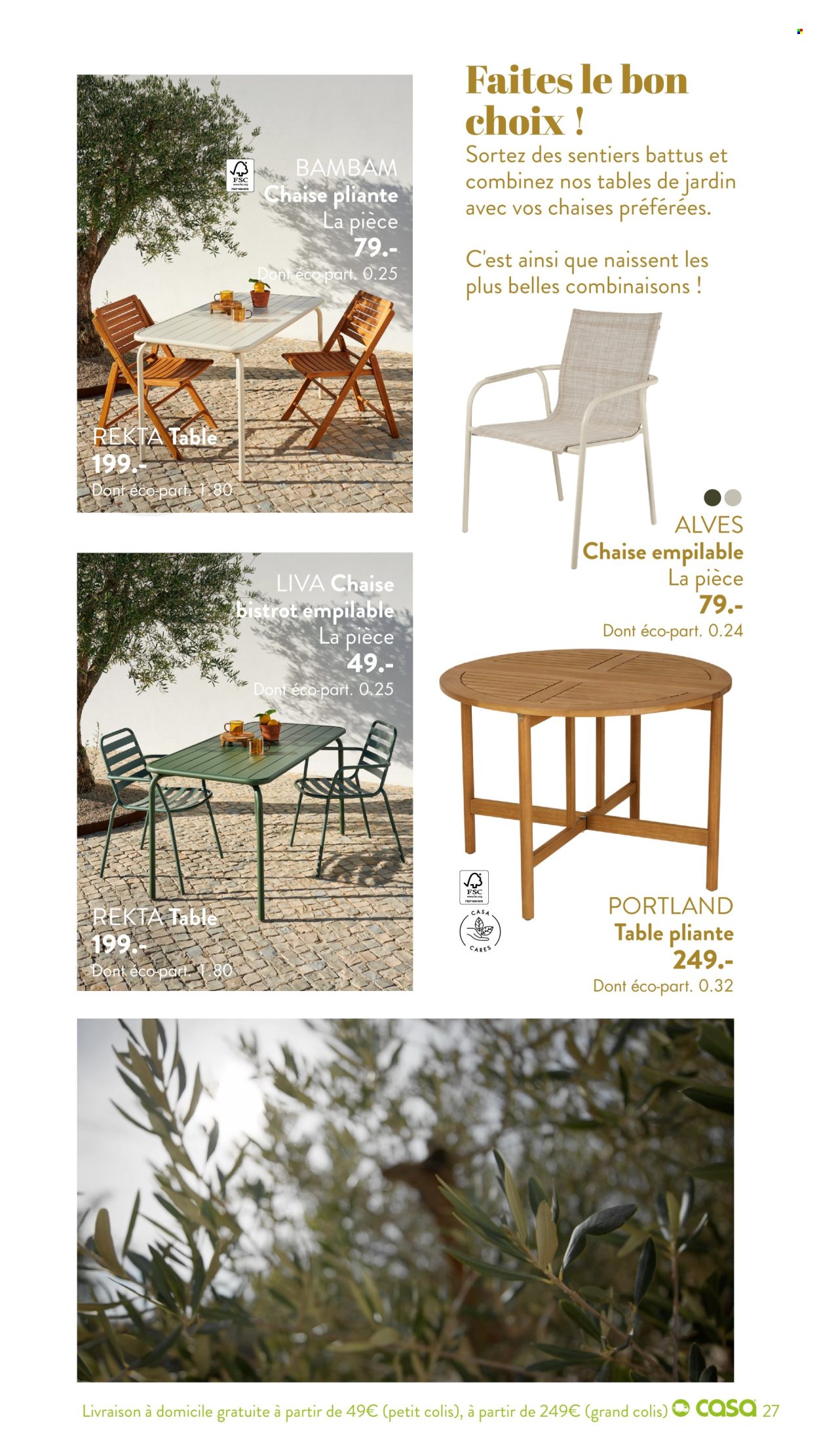 thumbnail - Catalogue CASA - 29/02/2024 - 25/09/2024 - Produits soldés - table, chaise, chaise pliante, chaise empilable, table pliante. Page 27.