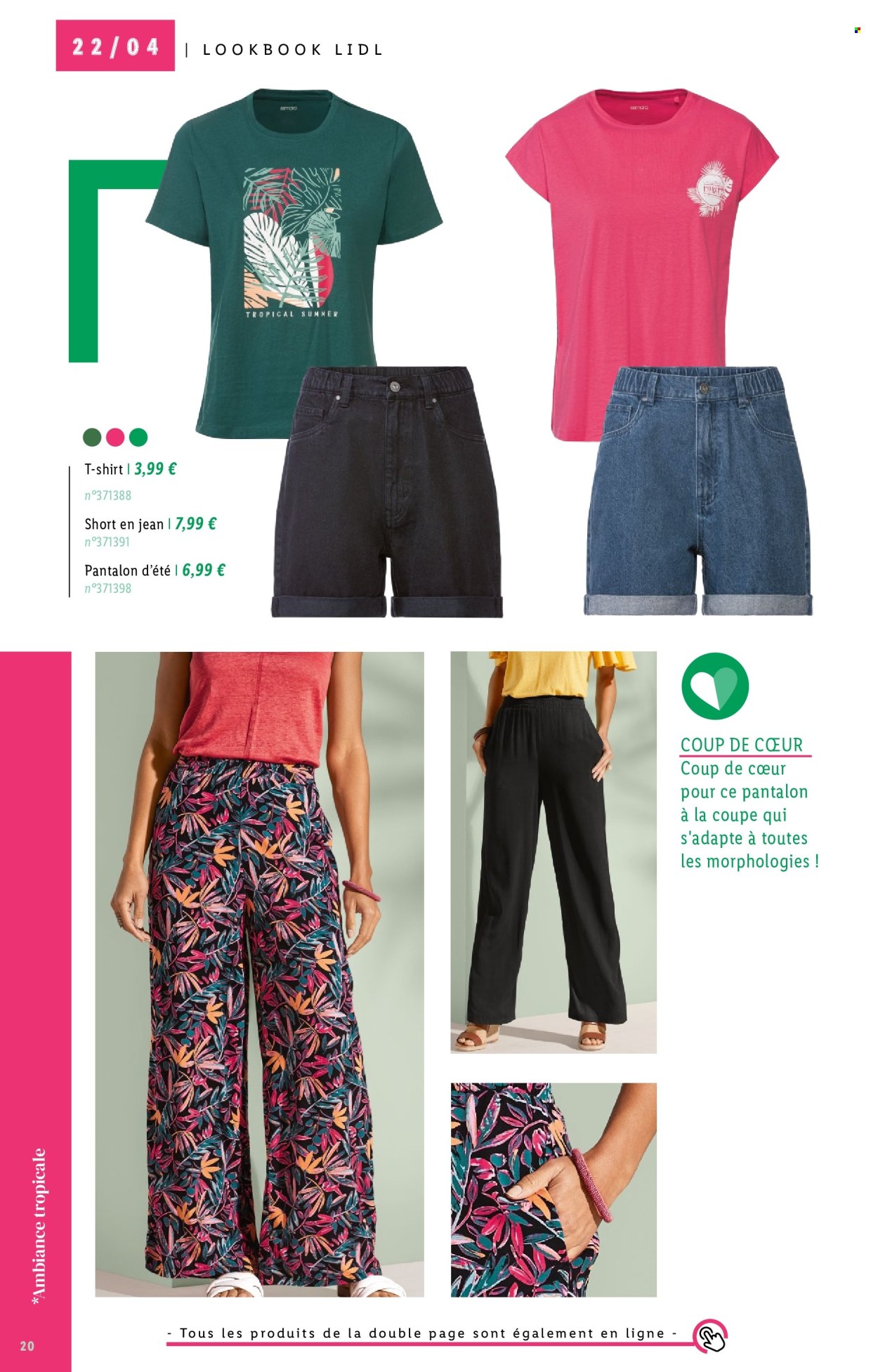 thumbnail - Catalogue Lidl - Produits soldés - shorts, pantalon, jeans, t-shirt, ligne. Page 20.