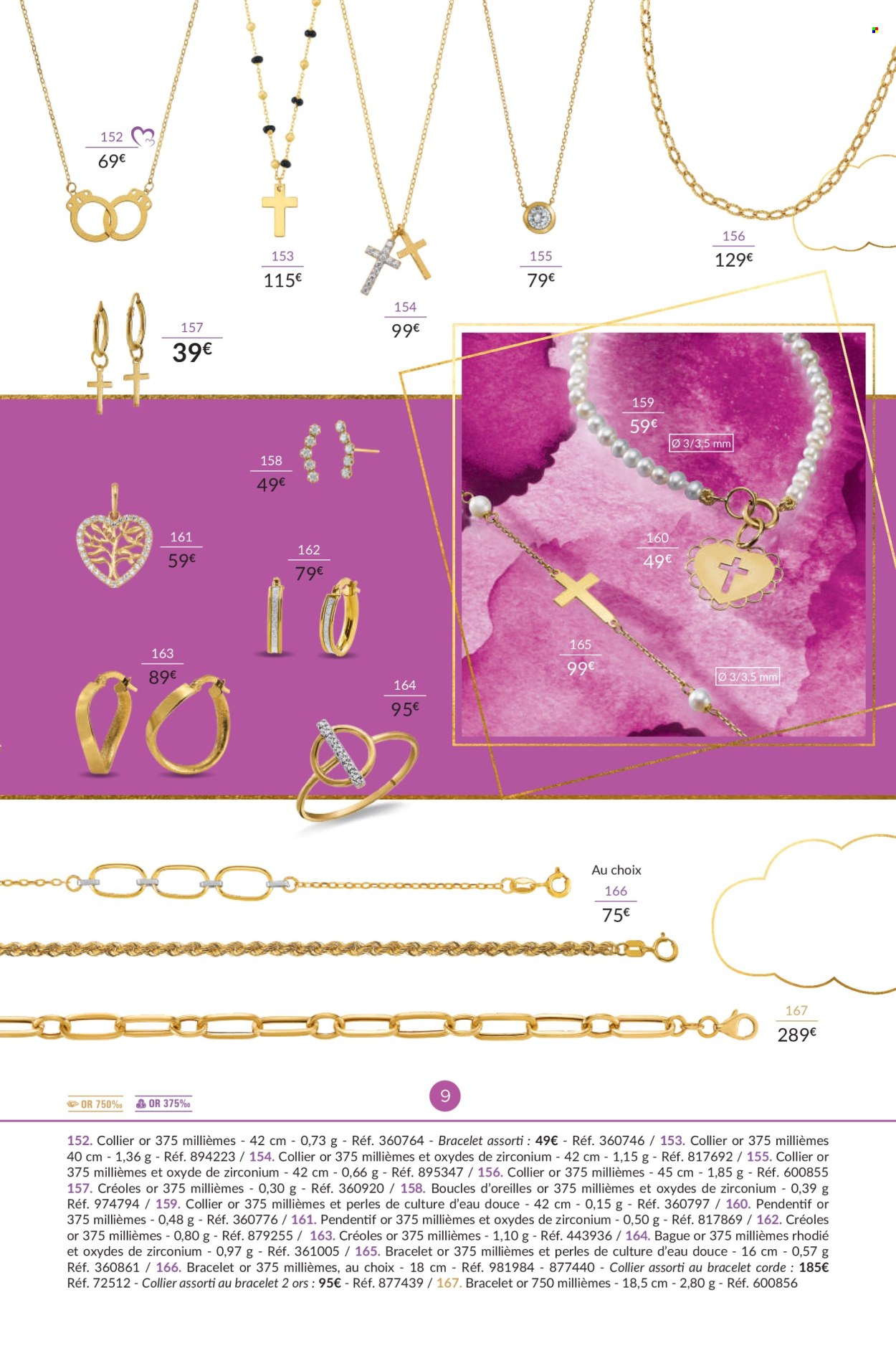 thumbnail - Catalogue Auchan - 09/03/2024 - 31/12/2024 - Produits soldés - bague, boucles d'oreilles, bracelet, collier. Page 9.