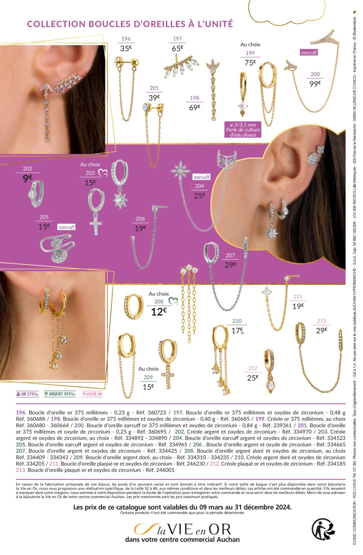 thumbnail - Catalogue Auchan - 09/03/2024 - 31/12/2024 - Produits soldés - bague, boucles d'oreilles. Page 12.