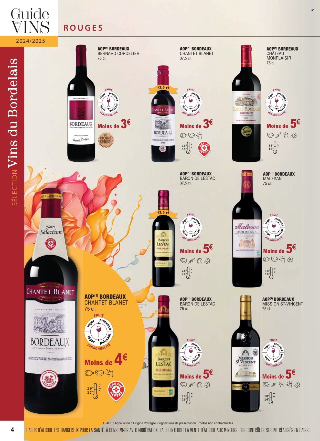 thumbnail - Catalogue E.Leclerc - 01/01/2024 - 31/12/2025 - Produits soldés - Bordeaux, vin. Page 4.
