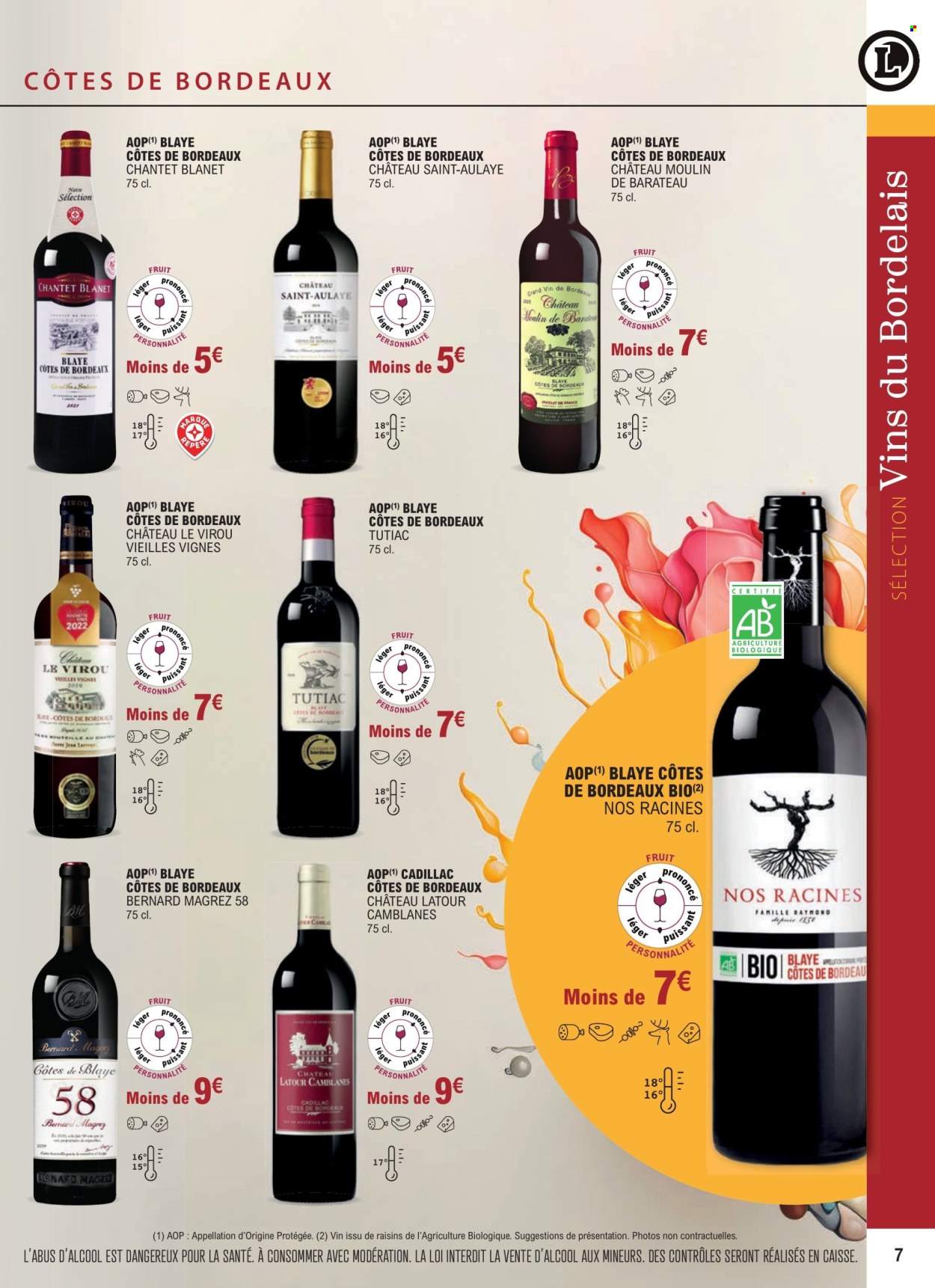 thumbnail - Catalogue E.Leclerc - 01/01/2024 - 31/12/2025 - Produits soldés - alcool, pâtes, Bordeaux, vin rouge, vin, BIC. Page 7.