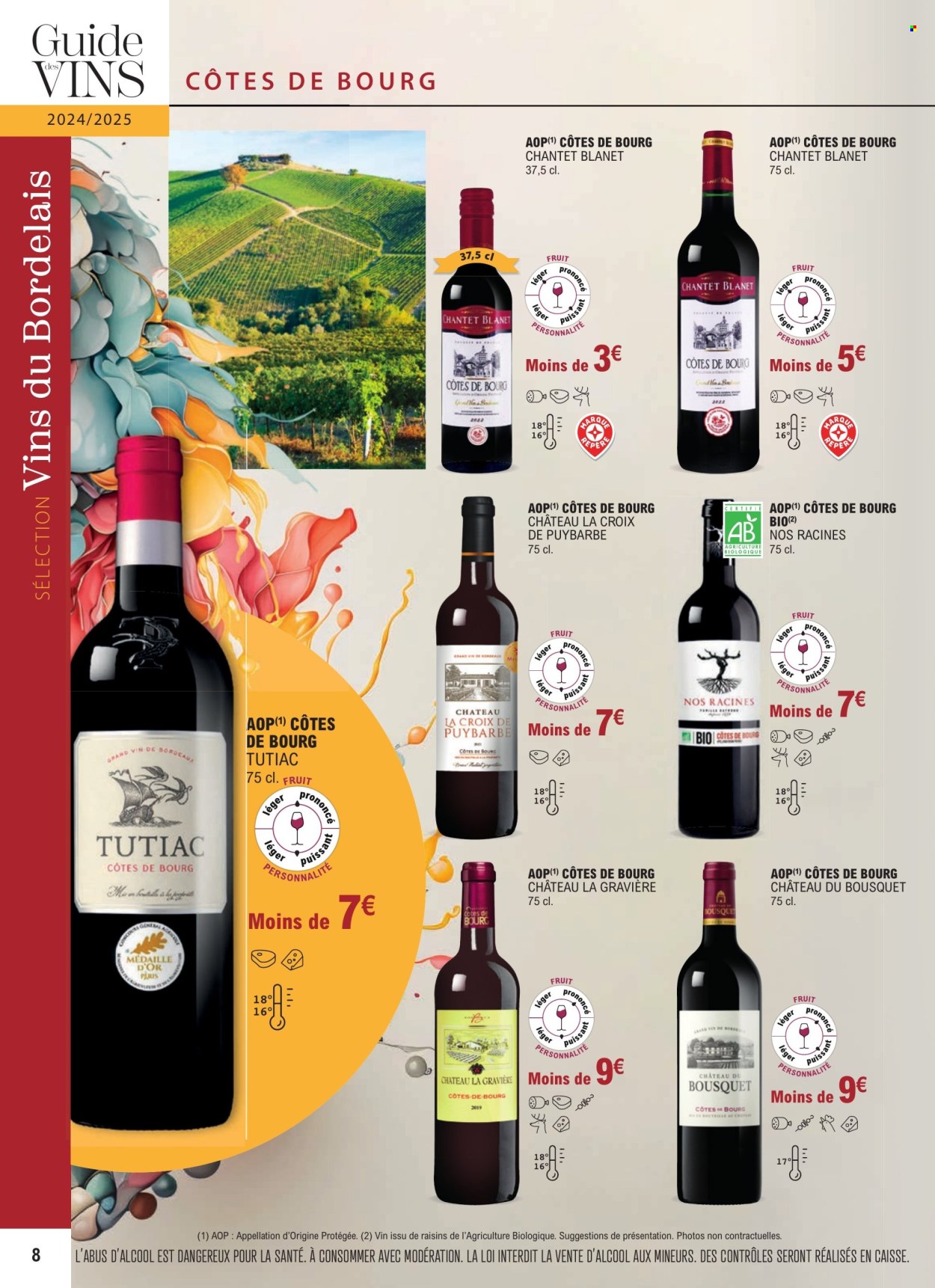 thumbnail - Catalogue E.Leclerc - 01/01/2024 - 31/12/2025 - Produits soldés - alcool, Bordeaux, vin rouge, vin. Page 8.