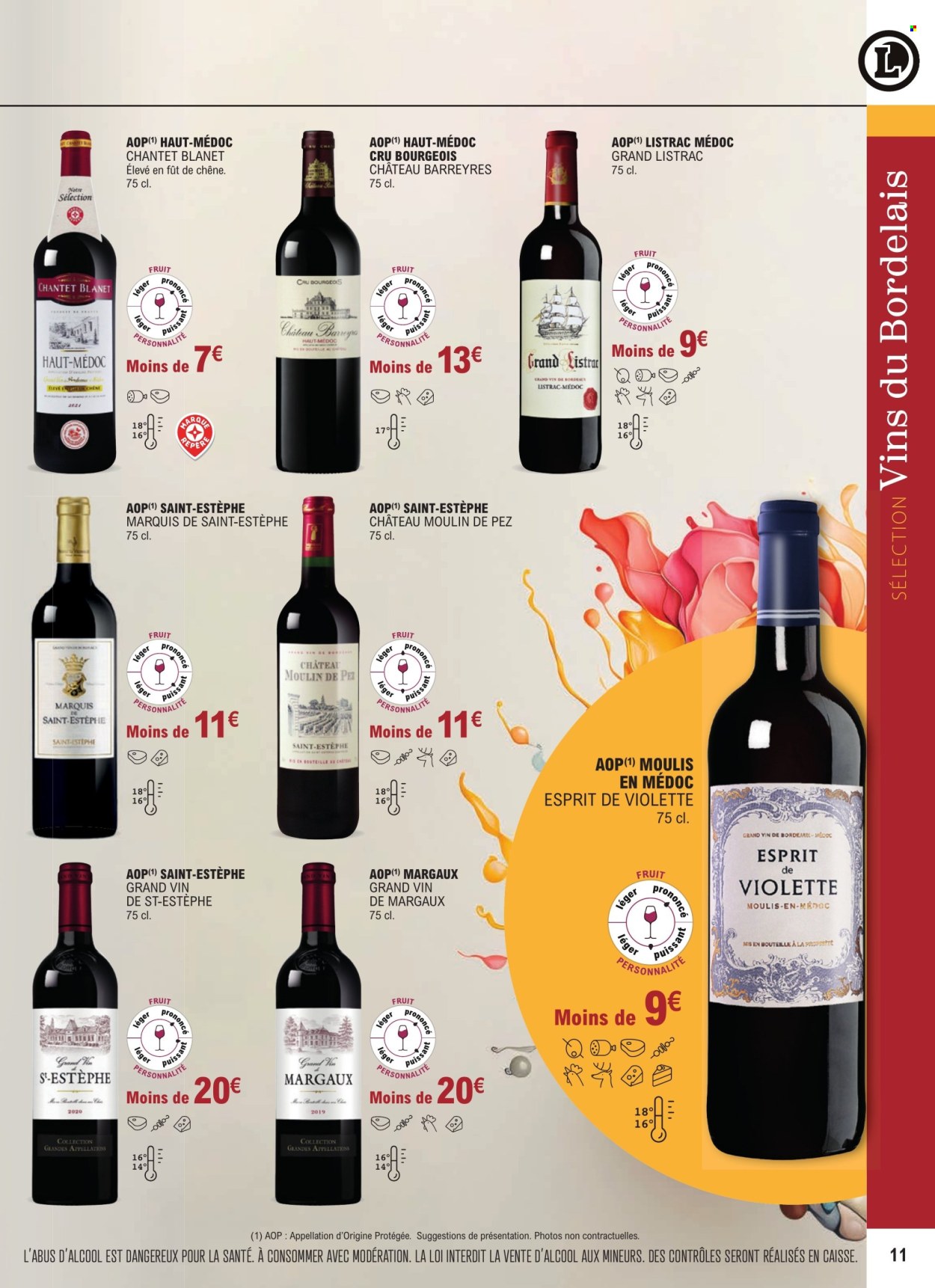 thumbnail - Catalogue E.Leclerc - 01/01/2024 - 31/12/2025 - Produits soldés - alcool, ESPRIT, Bordeaux, vin rouge, vin. Page 11.