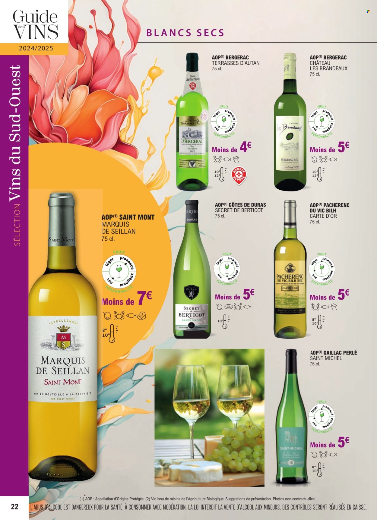 thumbnail - Catalogue E.Leclerc - 01/01/2024 - 31/12/2025 - Produits soldés - alcool, vin, Cabernet Sauvignon. Page 22.