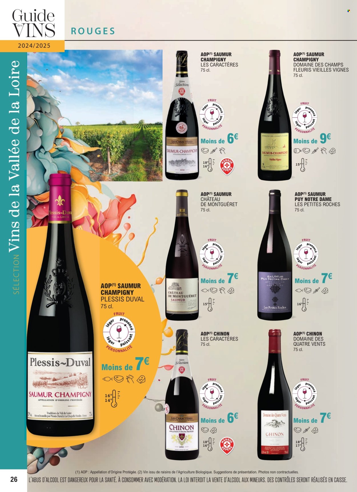 thumbnail - Catalogue E.Leclerc - 01/01/2024 - 31/12/2025 - Produits soldés - vin, vins de Loire, fleur. Page 26.