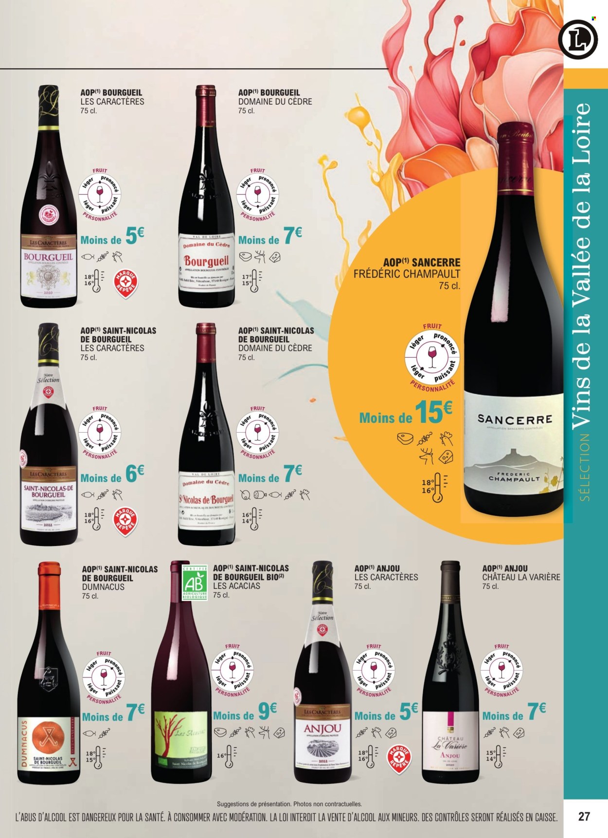 thumbnail - Catalogue E.Leclerc - 01/01/2024 - 31/12/2025 - Produits soldés - vin, vins de Loire. Page 27.