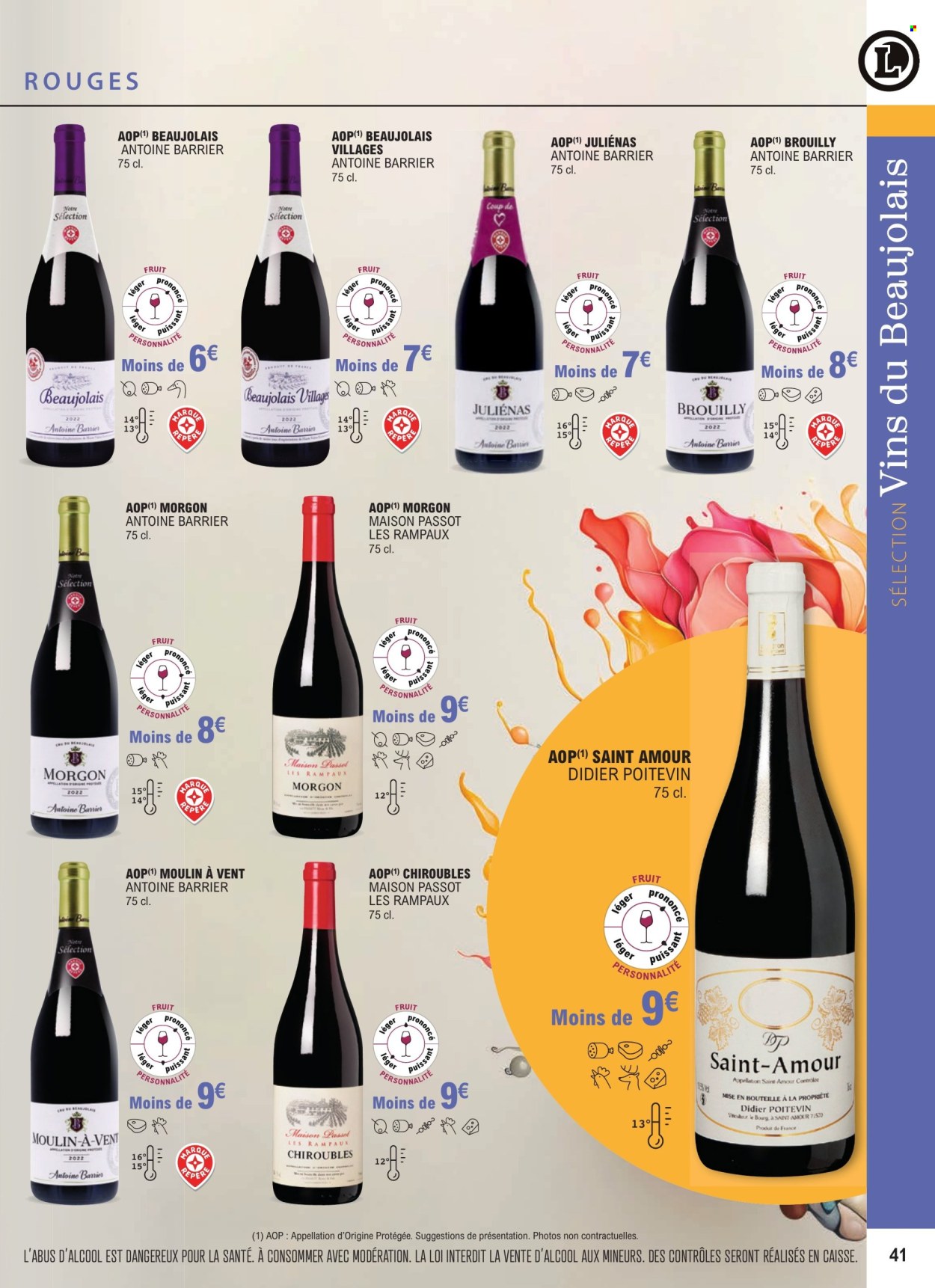 thumbnail - Catalogue E.Leclerc - 01/01/2024 - 31/12/2025 - Produits soldés - alcool, Beaujolais, vin, maison. Page 41.