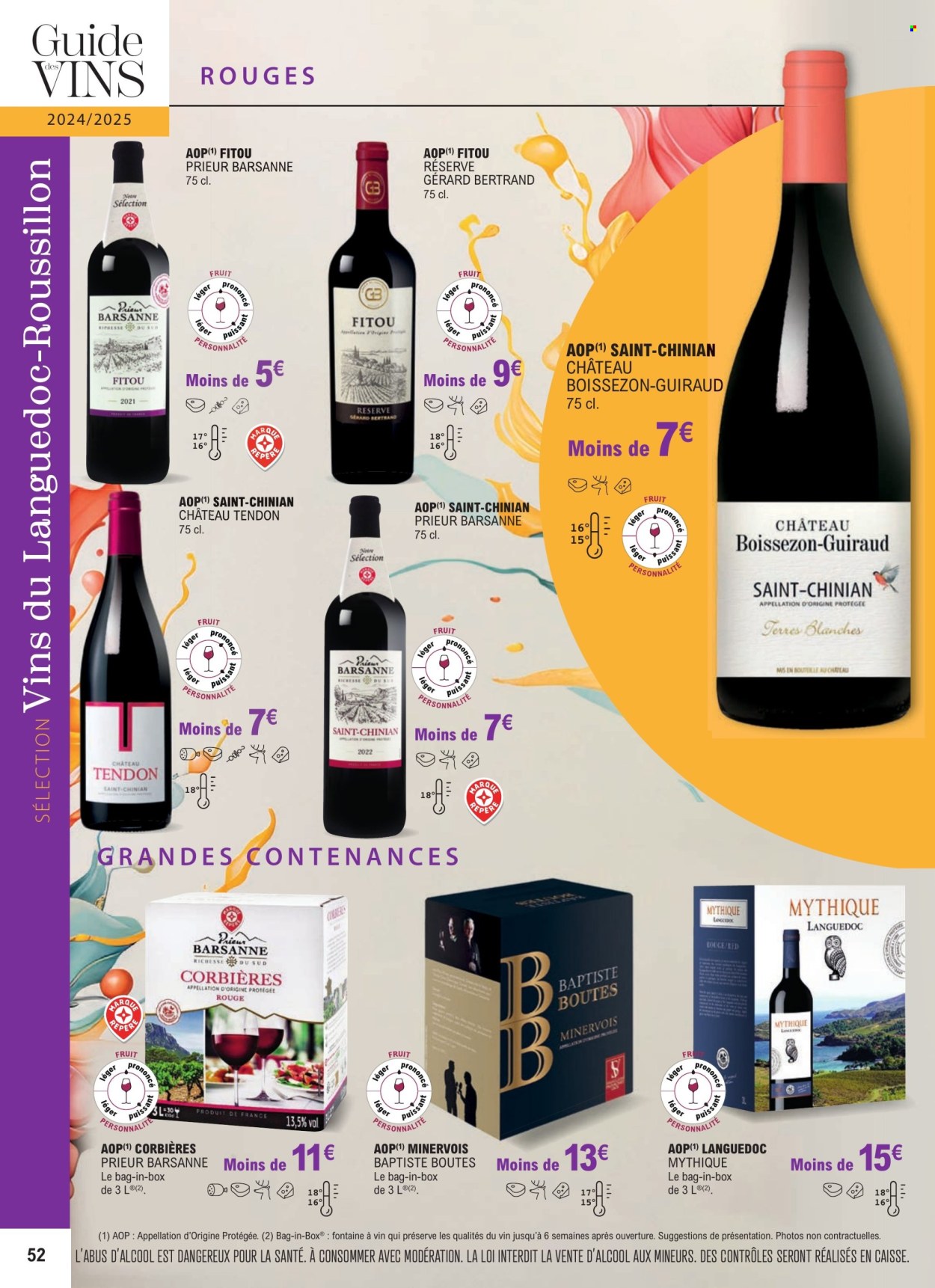 thumbnail - Catalogue E.Leclerc - 01/01/2024 - 31/12/2025 - Produits soldés - alcool, Corbières, vin. Page 52.