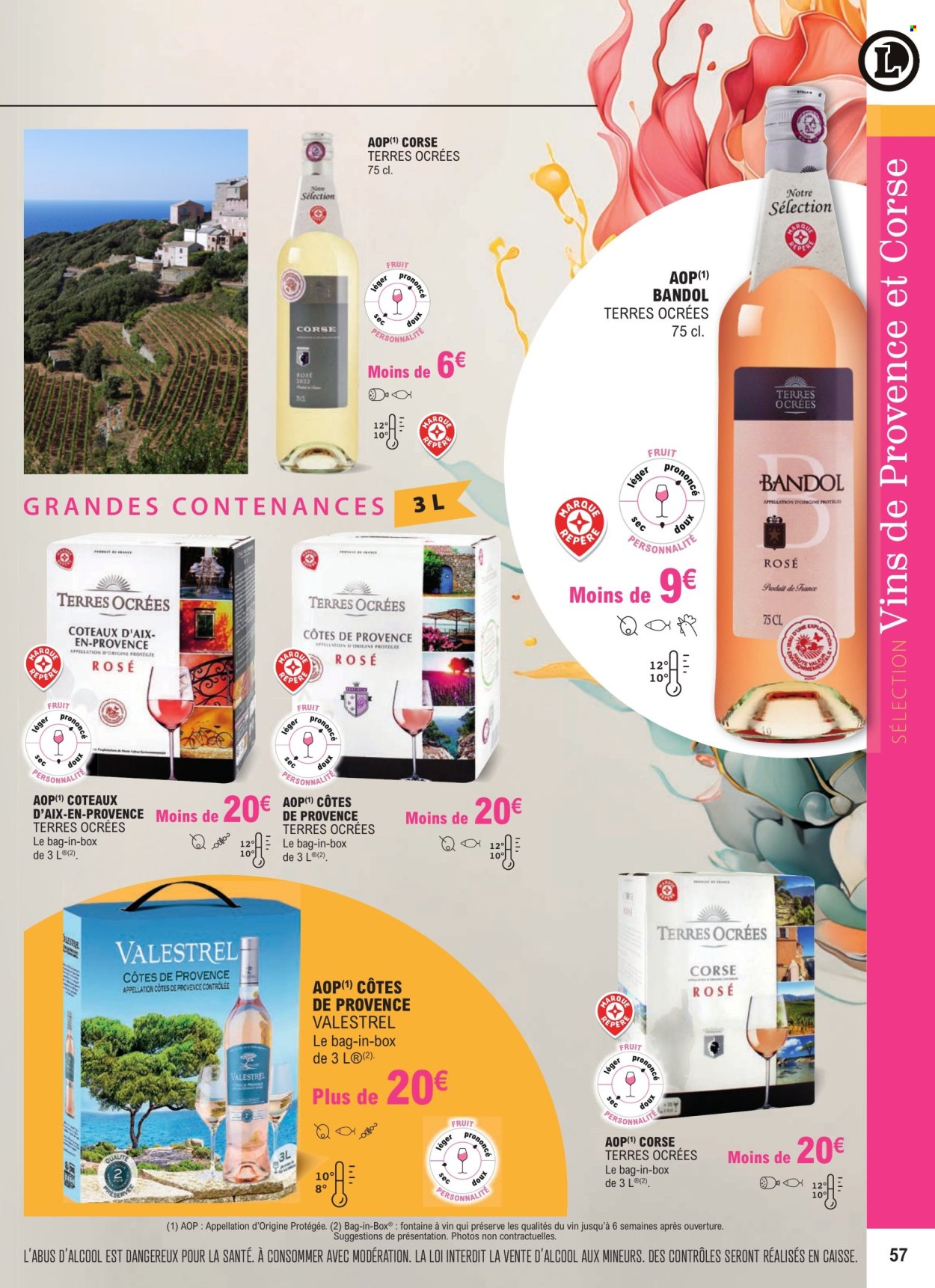 thumbnail - Catalogue E.Leclerc - 01/01/2024 - 31/12/2025 - Produits soldés - alcool, vin rosé, vin. Page 57.