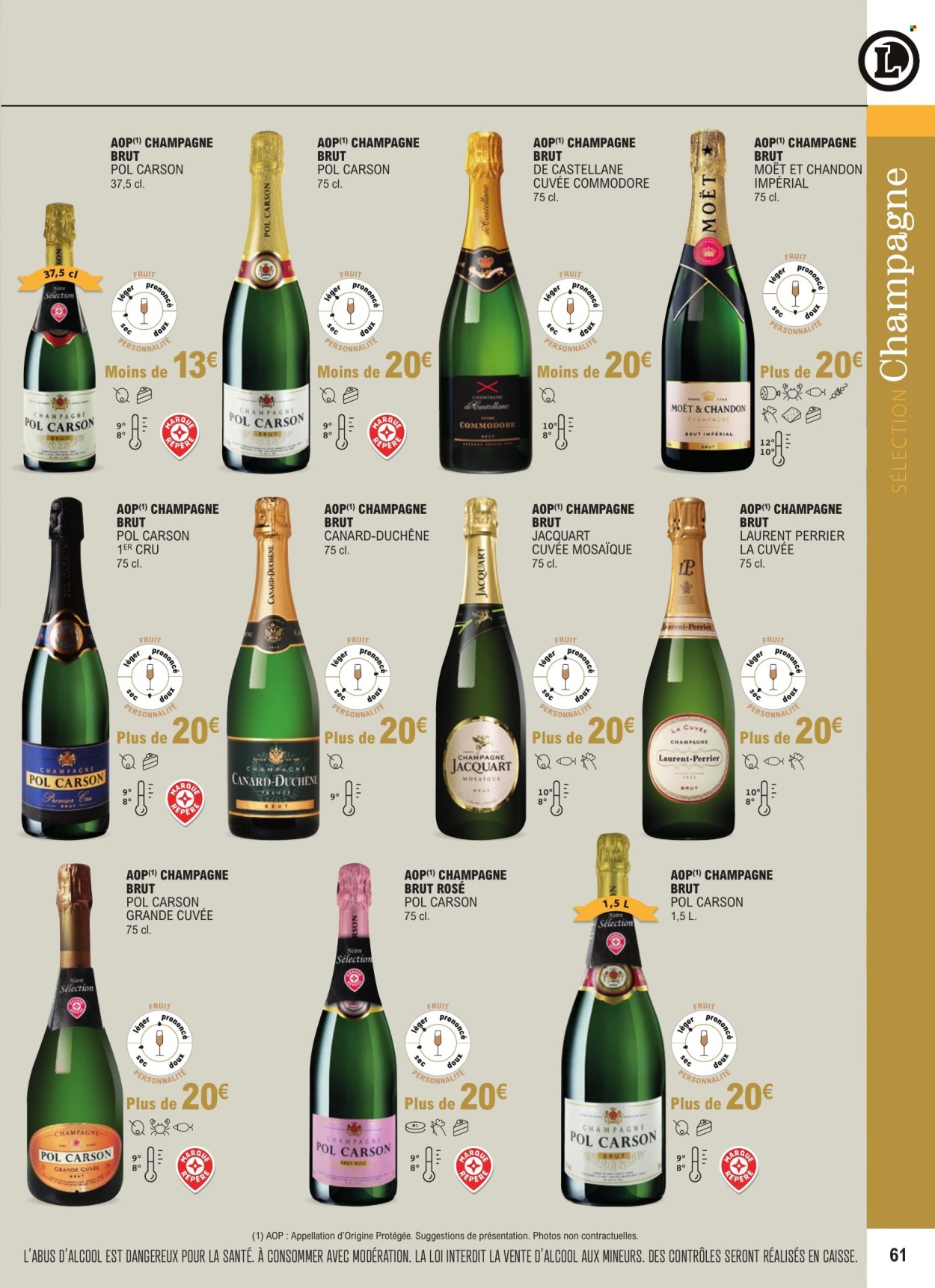 thumbnail - Catalogue E.Leclerc - 01/01/2024 - 31/12/2025 - Produits soldés - alcool, champagne, Moët & Chandon. Page 61.