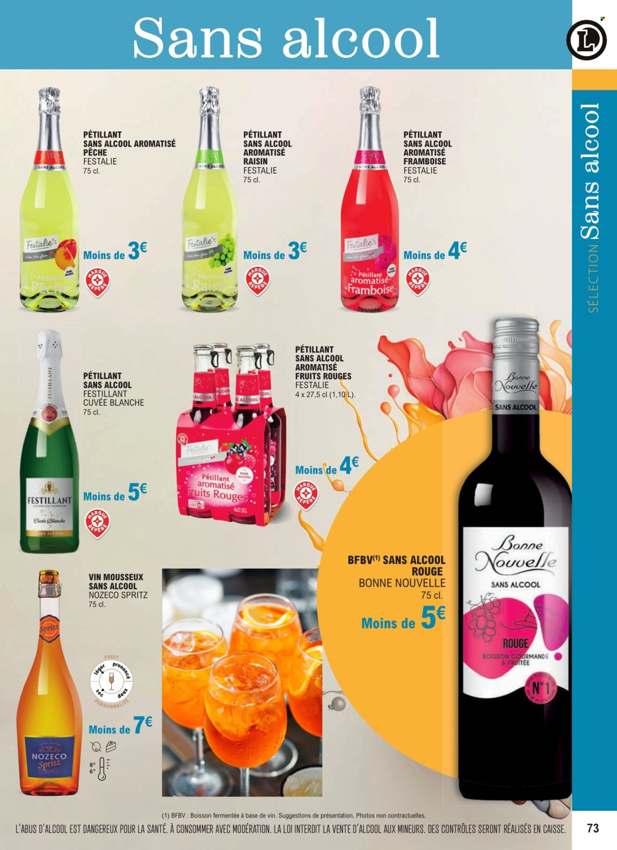 thumbnail - Catalogue E.Leclerc - 01/01/2024 - 31/12/2025 - Produits soldés - alcool, raisins, Pétillant, Festillant, Spritz. Page 73.