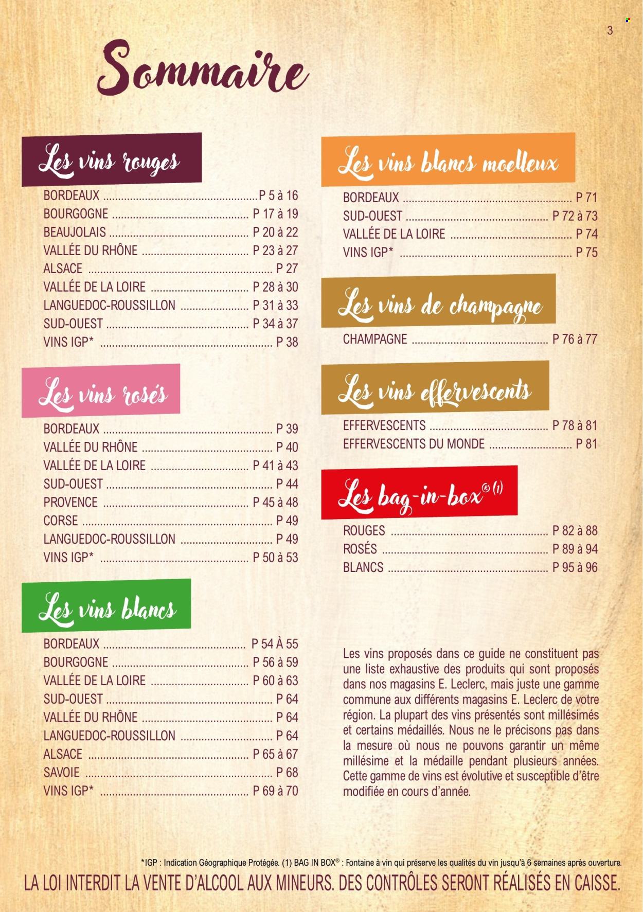 thumbnail - Catalogue E.Leclerc - 01/01/2023 - 31/12/2024 - Produits soldés - alcool, maïs, vin, bourgogne. Page 3.
