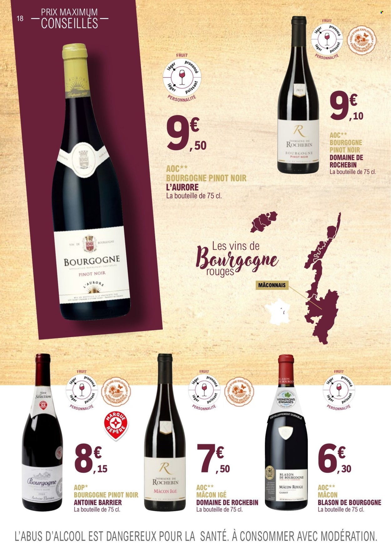 thumbnail - Catalogue E.Leclerc - 01/01/2023 - 31/12/2024 - Produits soldés - noix, vin, bourgogne. Page 18.