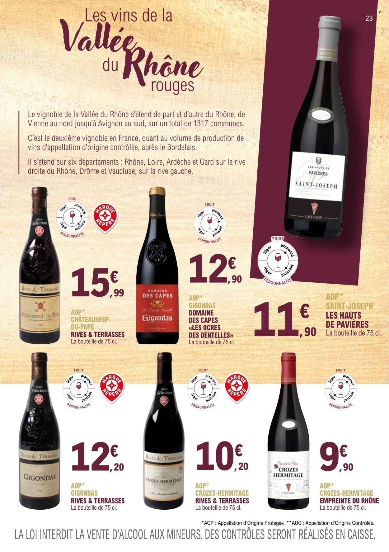 thumbnail - Catalogue E.Leclerc - 01/01/2023 - 31/12/2024 - Produits soldés - alcool, vin. Page 23.