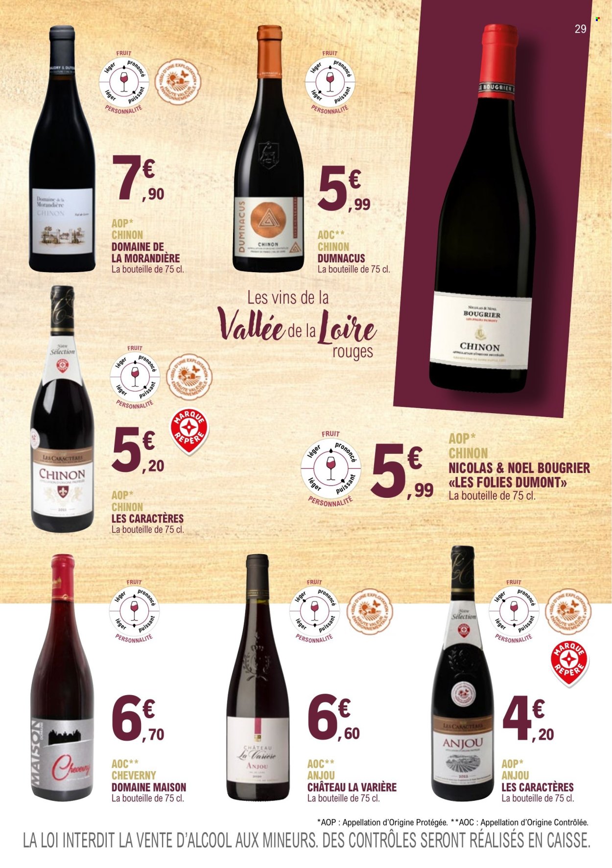 thumbnail - Catalogue E.Leclerc - 01/01/2023 - 31/12/2024 - Produits soldés - vins de Loire, maison. Page 29.