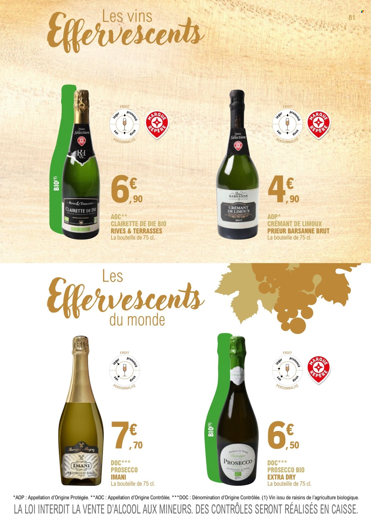 thumbnail - Catalogue E.Leclerc - 01/01/2023 - 31/12/2024 - Produits soldés - alcool, Prosecco, vin, vin pétillant. Page 81.