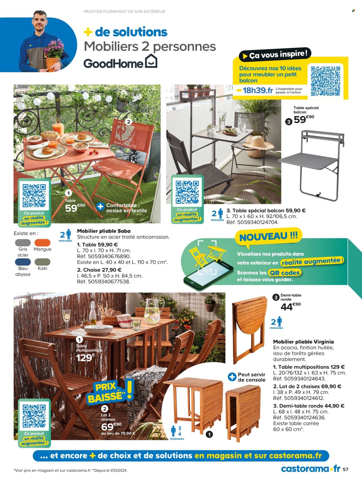 thumbnail - Catalogue Castorama - Produits soldés - table, chaise, table ronde, console. Page 57.