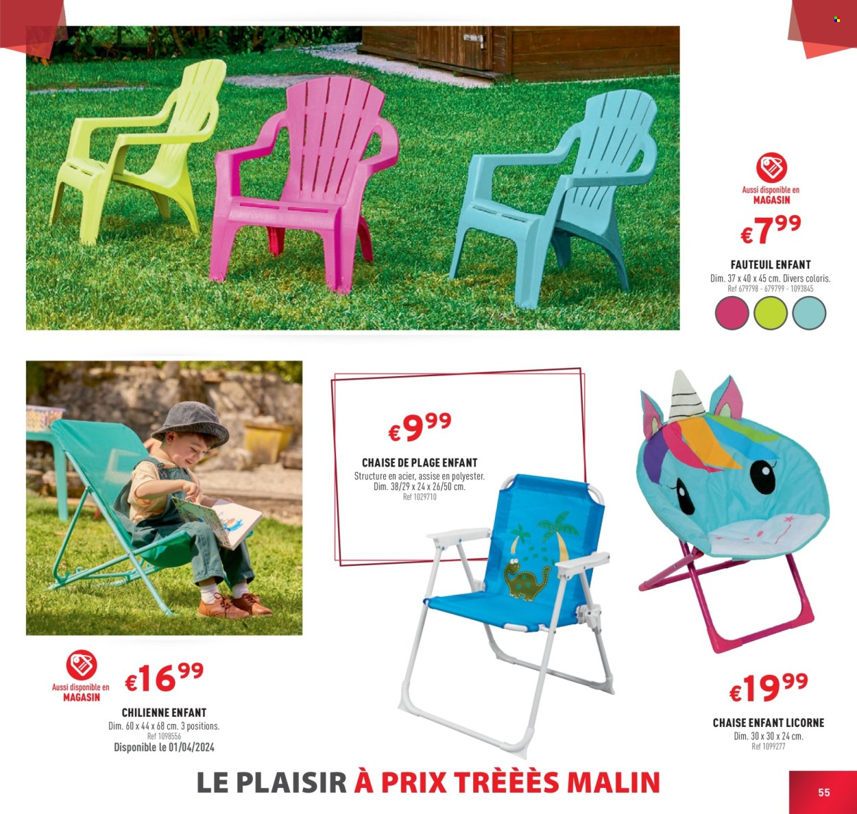 thumbnail - Catalogue Trafic - Produits soldés - chaise, fauteuil, chaise enfant, licorne. Page 55.