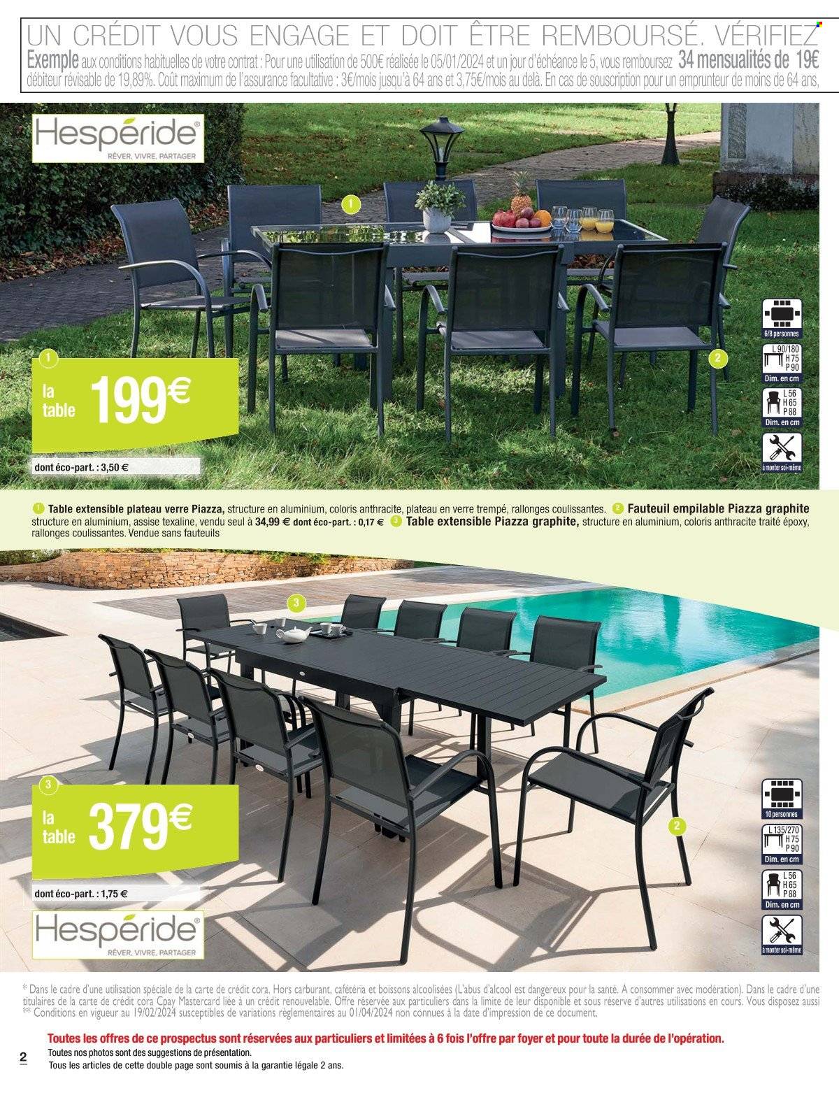 thumbnail - Catalogue Cora - 26/03/2024 - 18/05/2024 - Produits soldés - table, table extensible, fauteuil. Page 2.