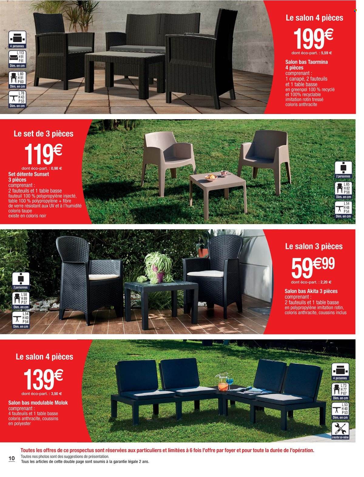 thumbnail - Catalogue Cora - 26/03/2024 - 18/05/2024 - Produits soldés - table, coussin, fauteuil, table basse. Page 10.
