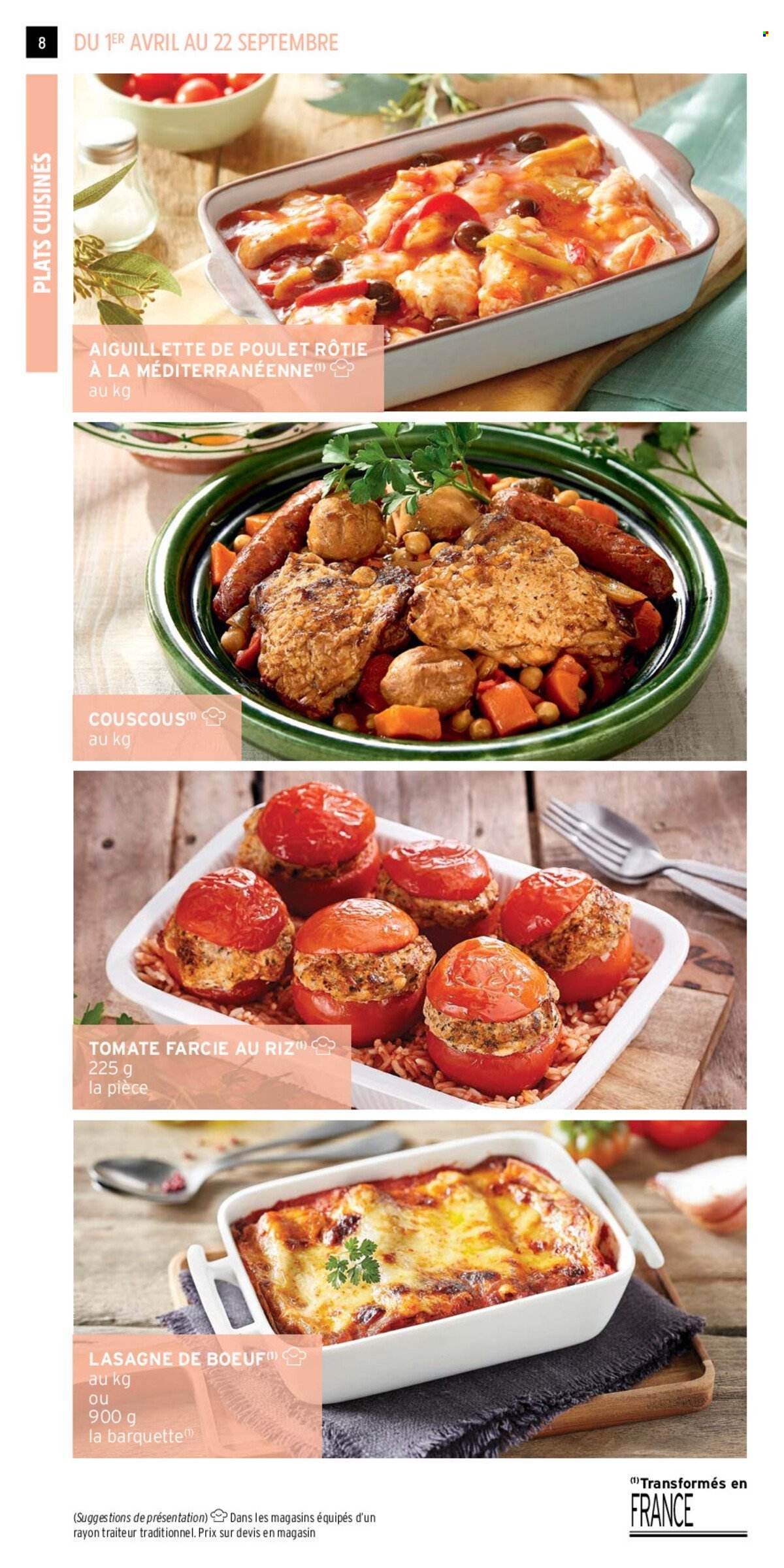 thumbnail - Catalogue Intermarché - 01/04/2024 - 22/09/2024 - Produits soldés - lasagnes, plat cuisiné, tomate farcie, couscous. Page 8.