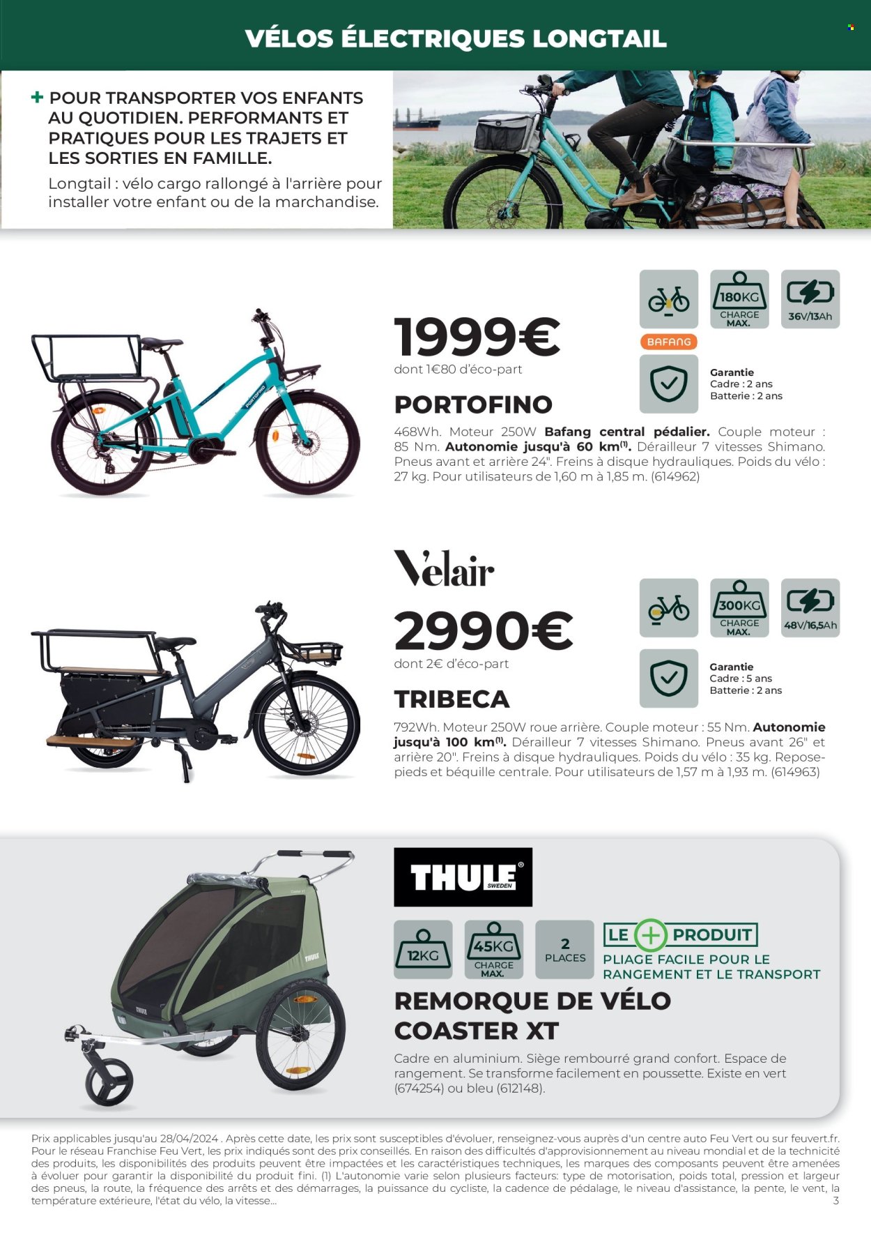 thumbnail - Catalogue Feu Vert - 27/03/2024 - 28/04/2024 - Produits soldés - remorque à vélo, roue, vélo électrique, remorque. Page 3.