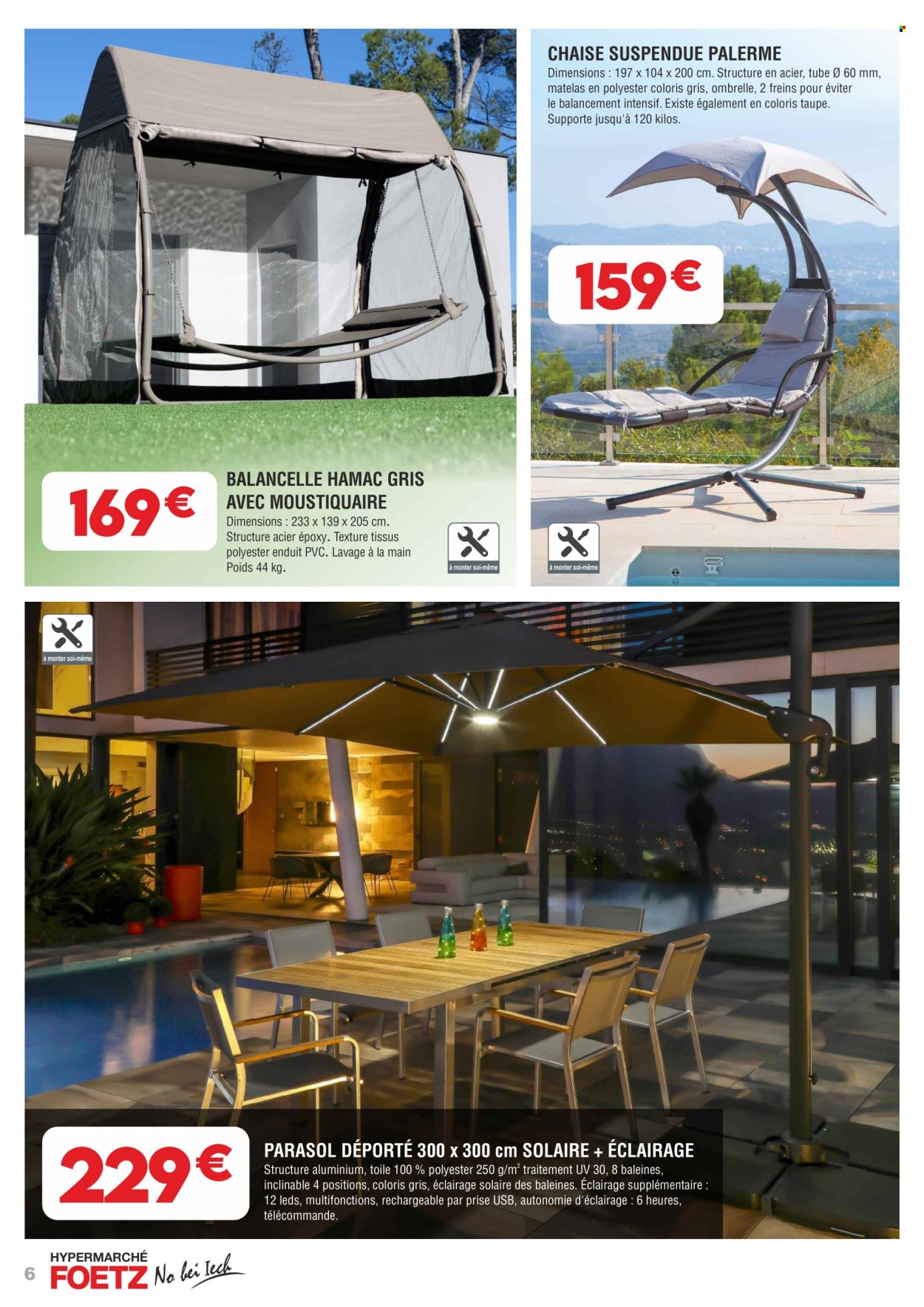 thumbnail - Catalogue E.Leclerc - 02/04/2024 - 05/05/2024 - Produits soldés - chaise, matelas, parasol, parasol déporté. Page 6.