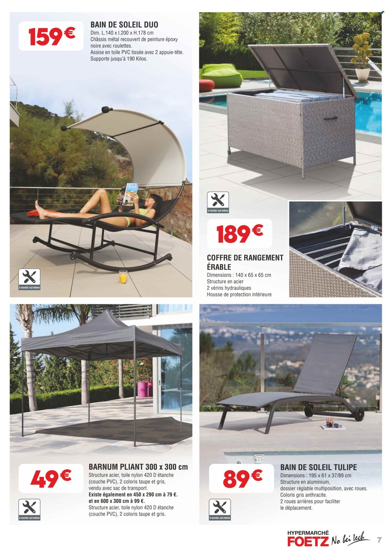 thumbnail - Catalogue E.Leclerc - 02/04/2024 - 05/05/2024 - Produits soldés - coffret, housse de protection, bain de soleil, sac de transport. Page 7.
