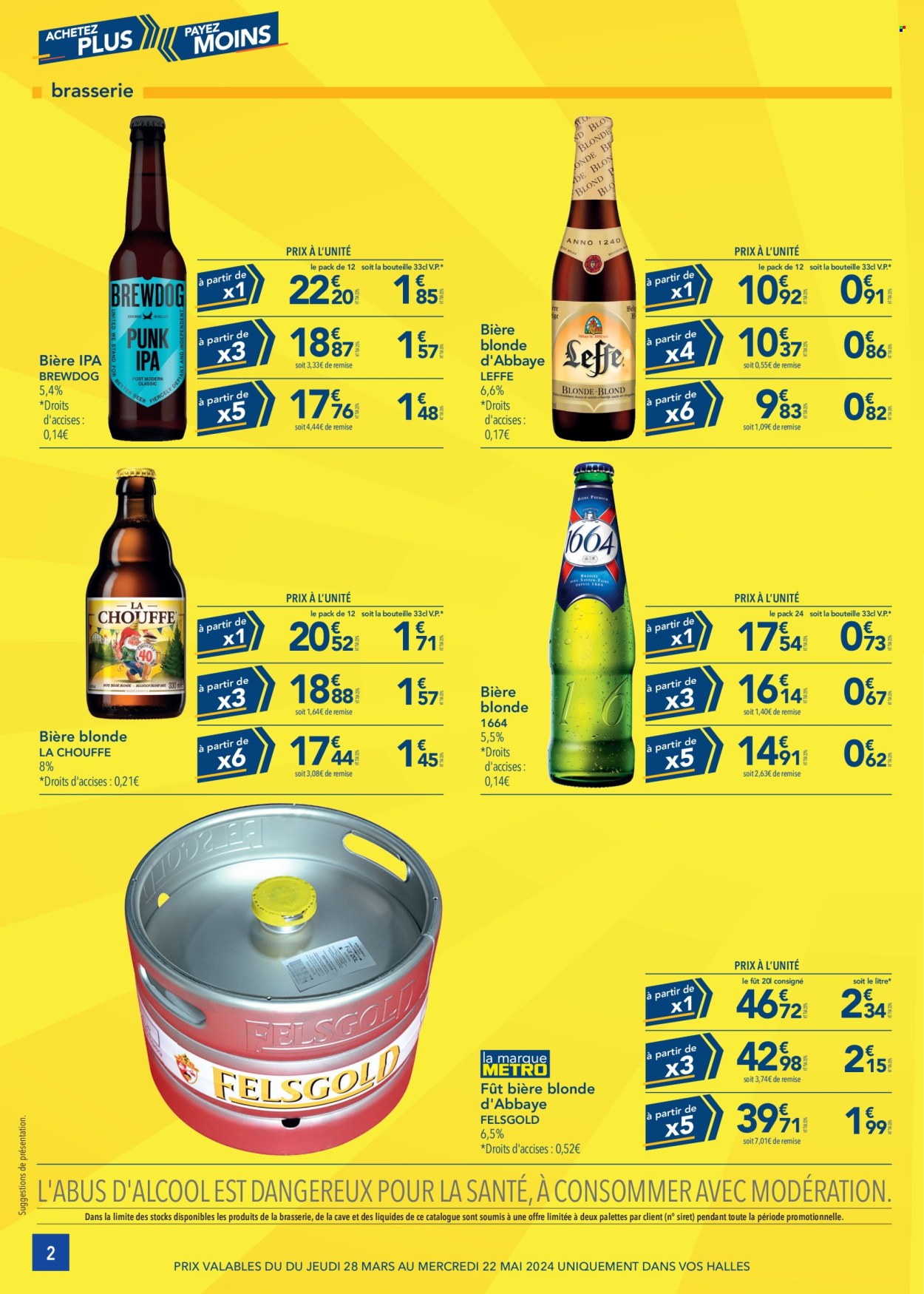 thumbnail - Catalogue Metro - 28/03/2024 - 22/05/2024 - Produits soldés - Leffe, bière blonde, Brewdog, 1664. Page 2.