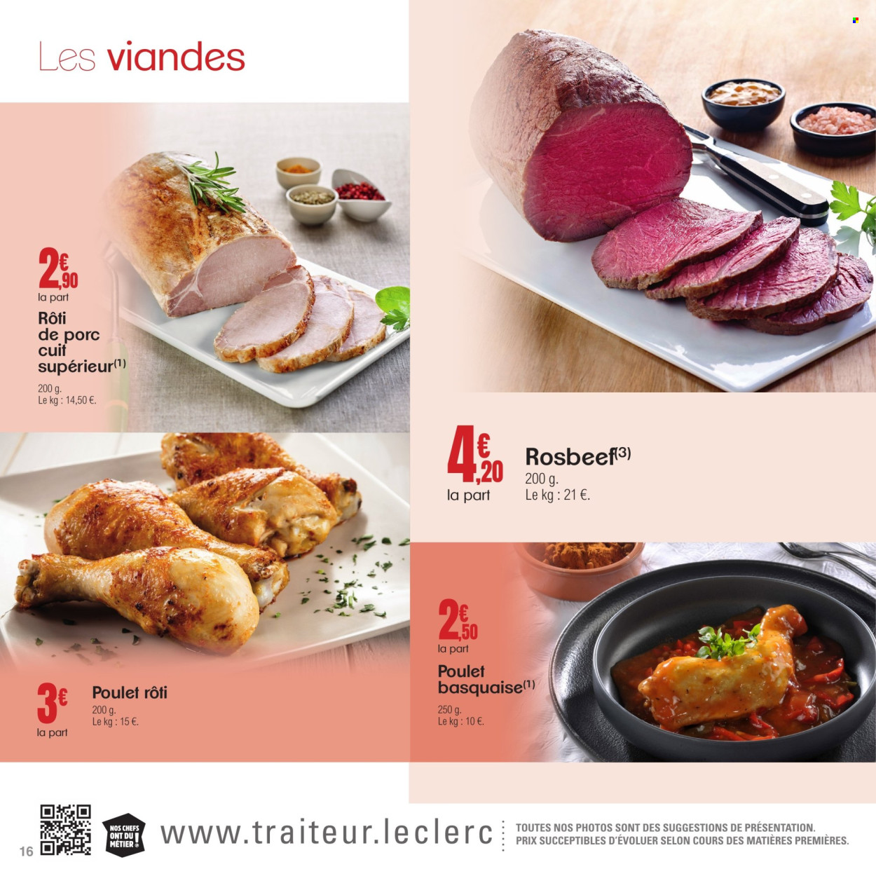 thumbnail - Catalogue E.Leclerc - 08/04/2024 - 30/11/2024 - Produits soldés - rôti de porc, viande de porc, plat cuisiné, poulet rôti. Page 16.