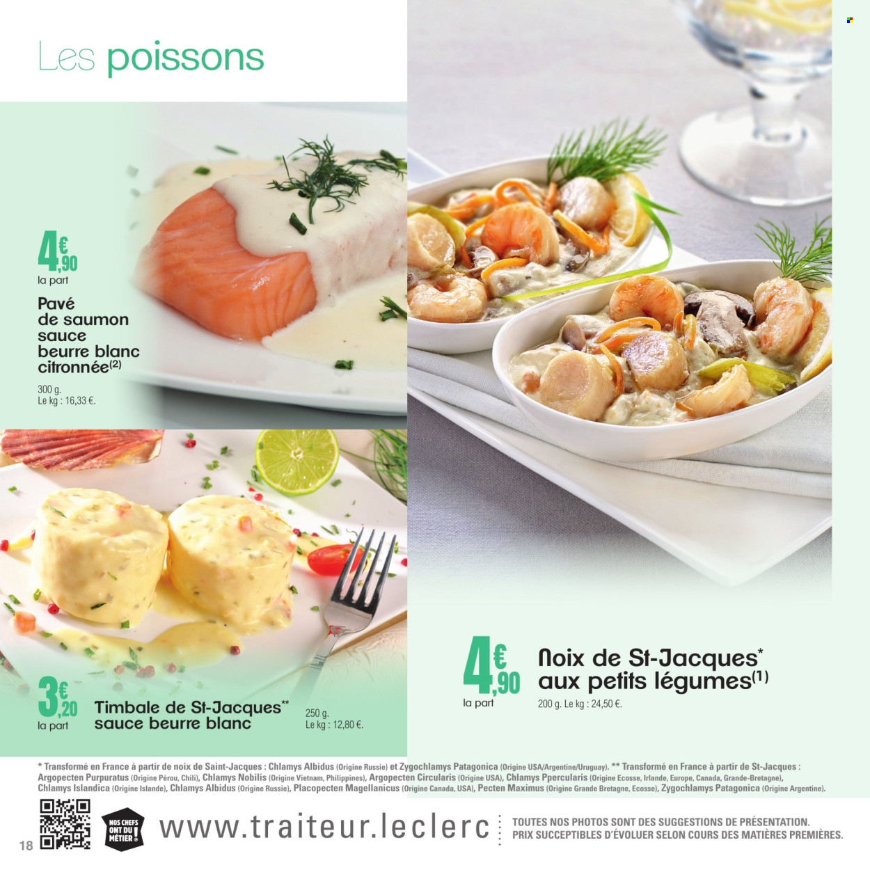 thumbnail - Catalogue E.Leclerc - 08/04/2024 - 30/11/2024 - Produits soldés - saumon, coquilles Saint-Jacques, Noix de St Jacques. Page 18.