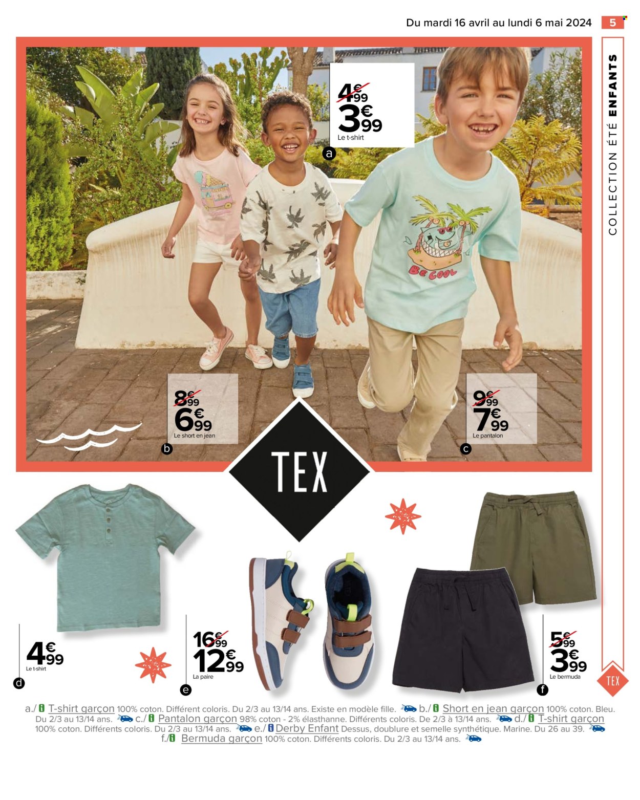 thumbnail - Catalogue Carrefour Hypermarchés - 16/04/2024 - 06/05/2024 - Produits soldés - t-shirt, shorts, jeans, pantalon. Page 7.