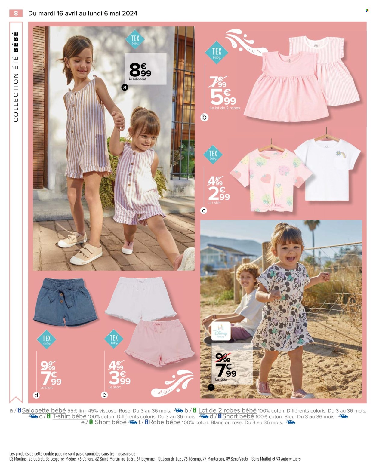 thumbnail - Catalogue Carrefour Hypermarchés - 16/04/2024 - 06/05/2024 - Produits soldés - robe, t-shirt, Disney, shorts. Page 10.