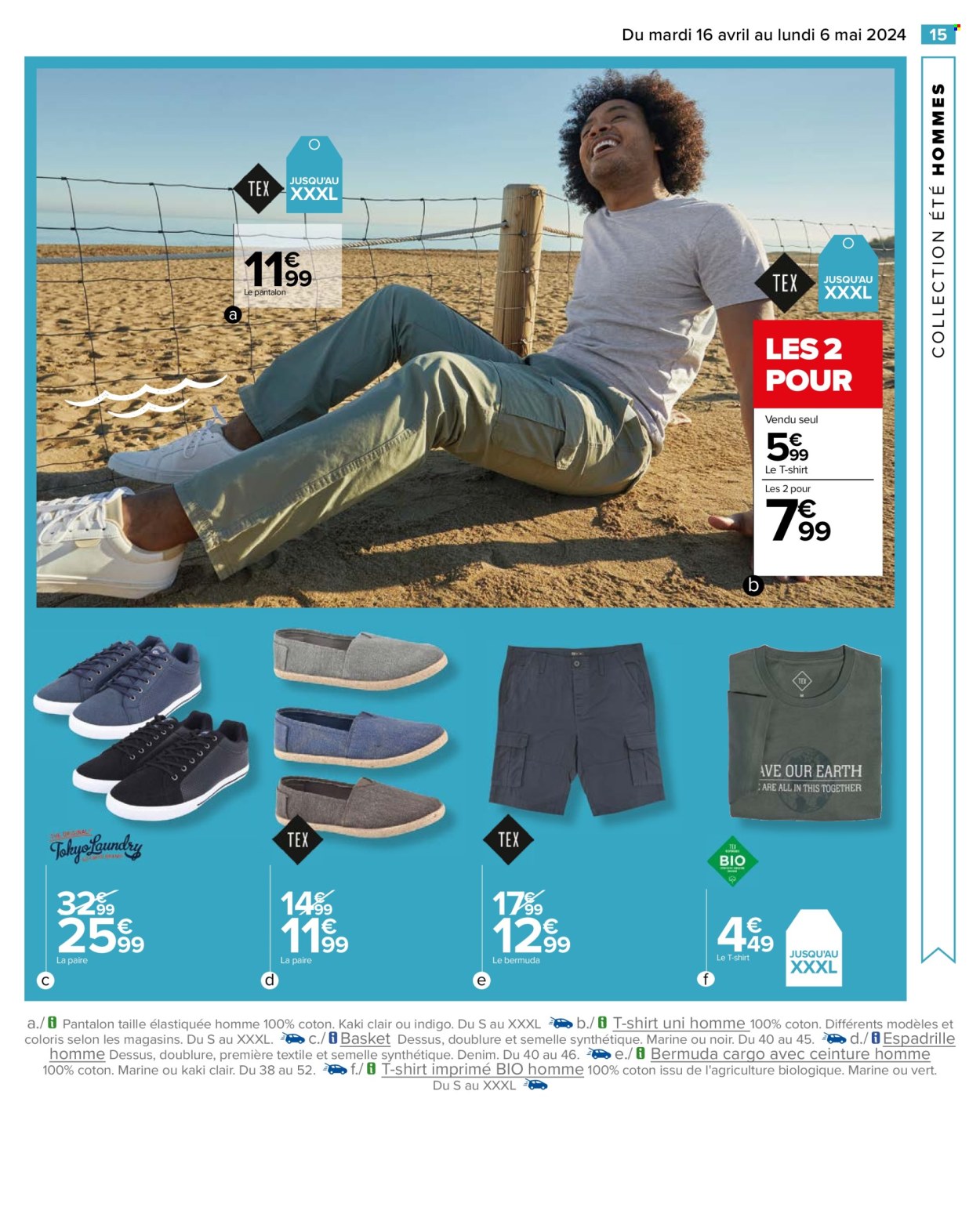 thumbnail - Catalogue Carrefour Hypermarchés - 16/04/2024 - 06/05/2024 - Produits soldés - t-shirt, pantalon, espadrilles, basket. Page 17.