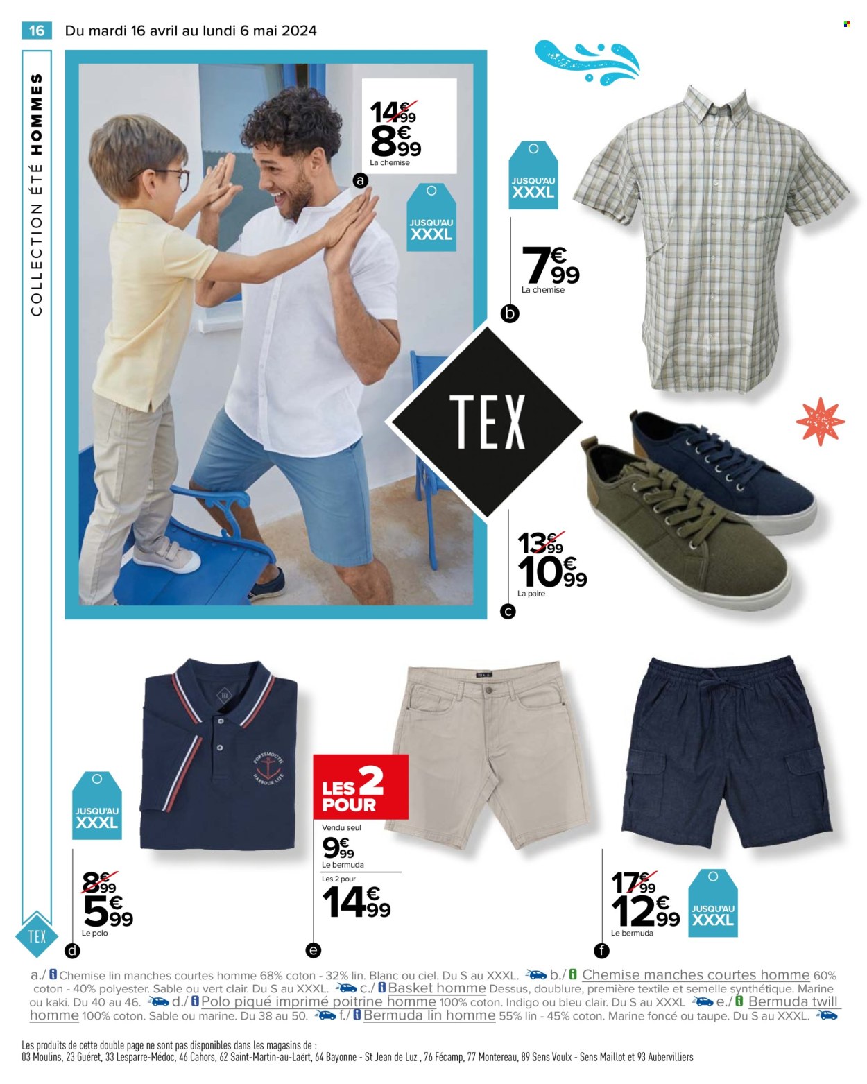 thumbnail - Catalogue Carrefour Hypermarchés - 16/04/2024 - 06/05/2024 - Produits soldés - chemise, basket. Page 18.