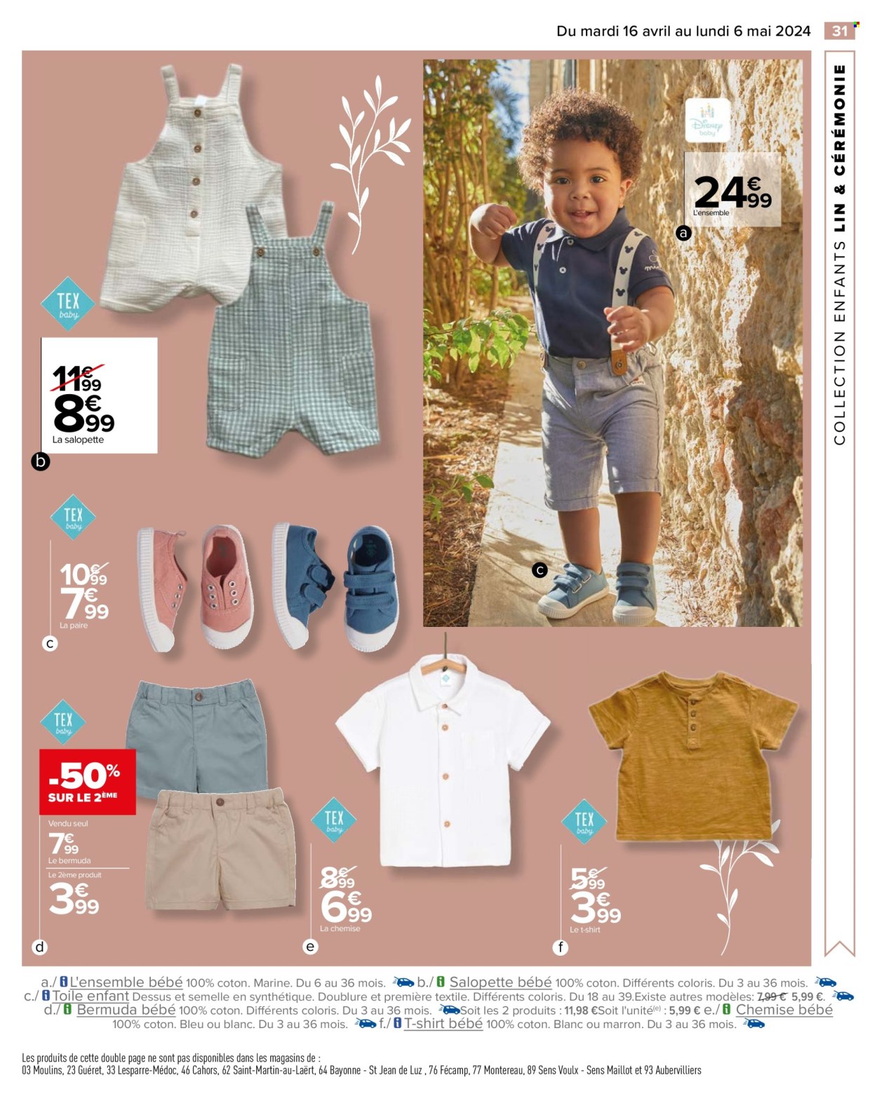thumbnail - Catalogue Carrefour Hypermarchés - 16/04/2024 - 06/05/2024 - Produits soldés - Disney, ensemble bébé, chemise, t-shirt. Page 33.
