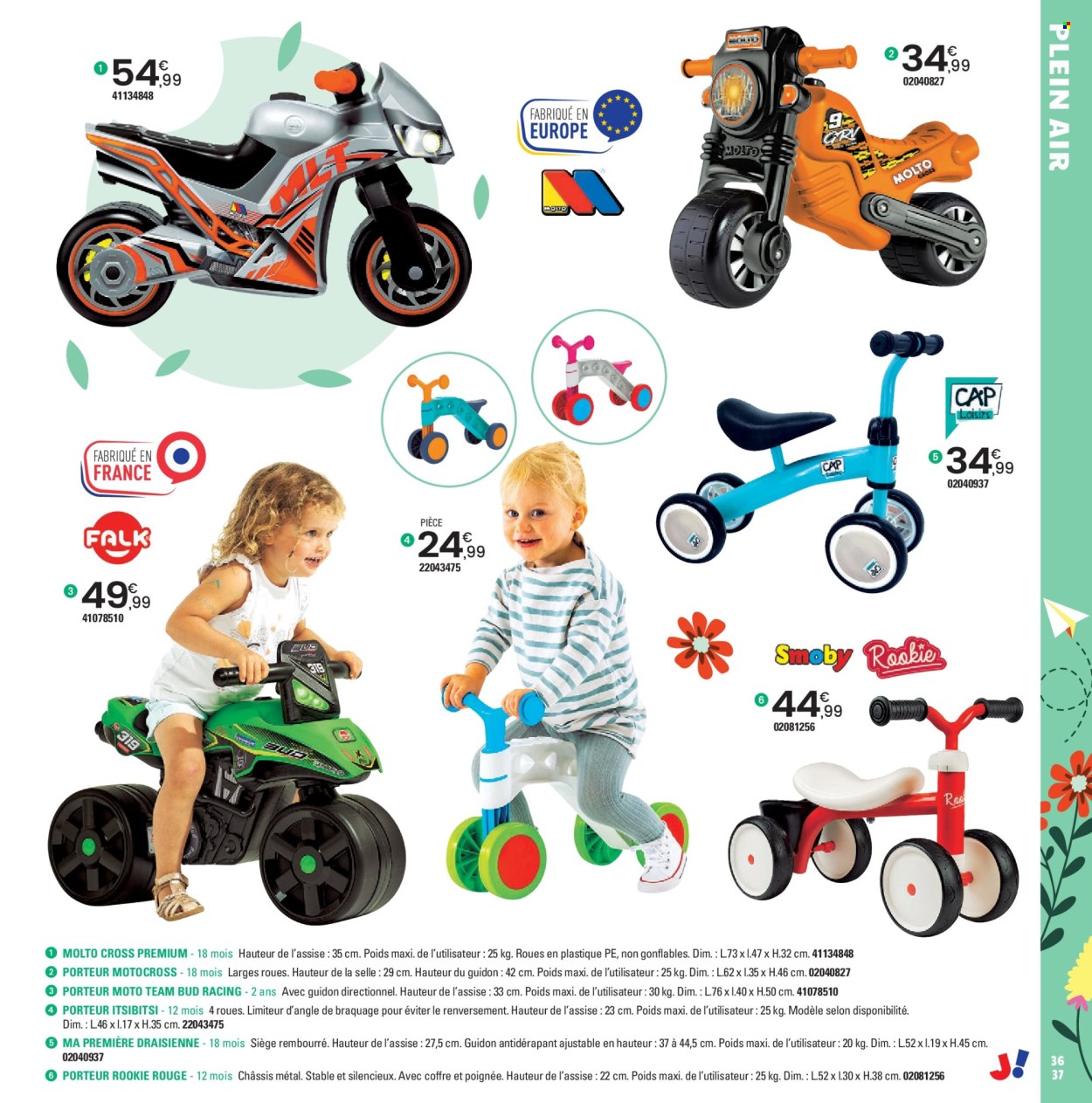thumbnail - Catalogue JouéClub - 25/03/2024 - 30/06/2024 - Produits soldés - moto, jouets d'extérieur. Page 37.