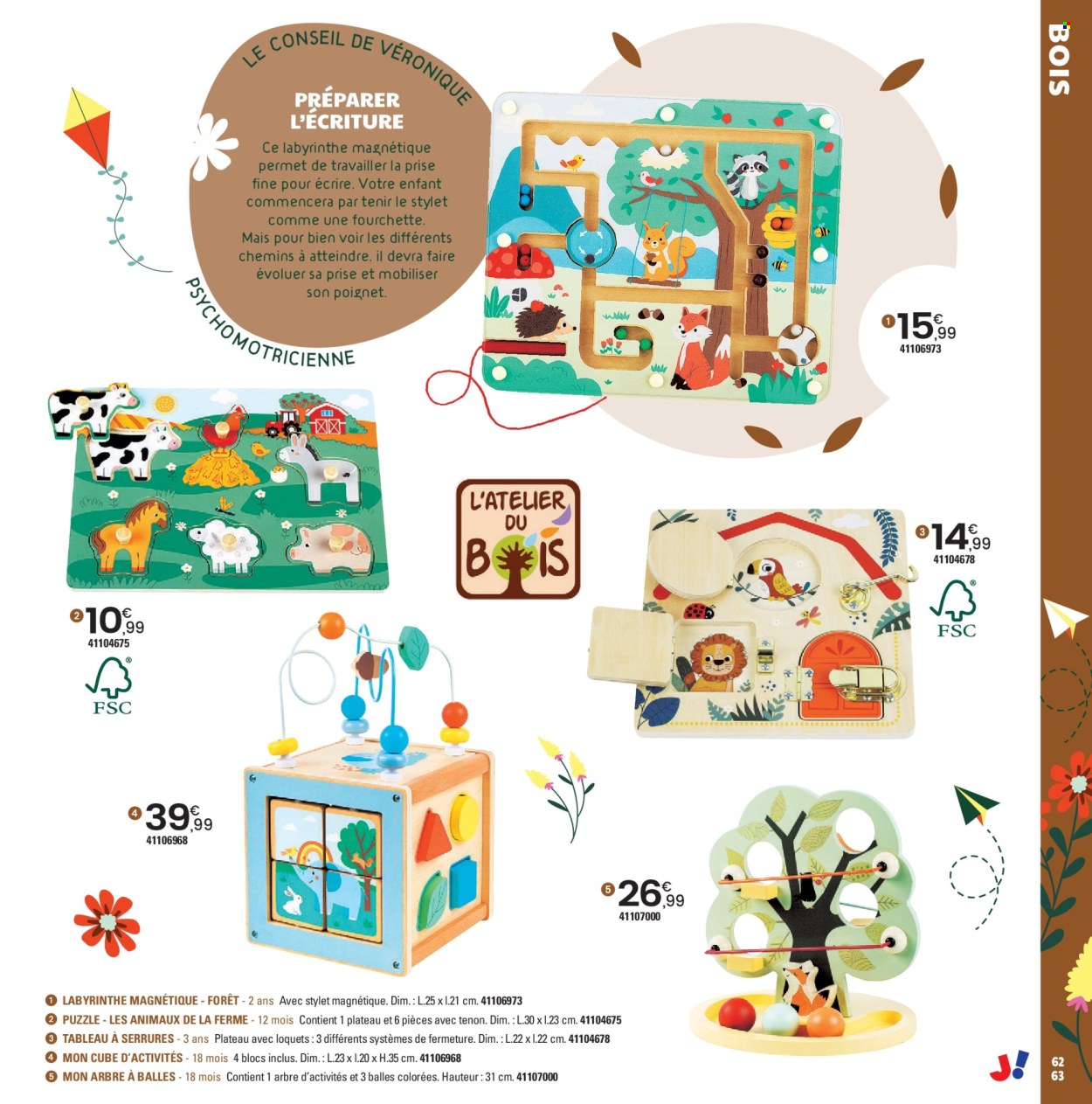 thumbnail - Catalogue JouéClub - 25/03/2024 - 30/06/2024 - Produits soldés - ballon, puzzle, labyrinthe, jouet, jeu de plateau. Page 63.